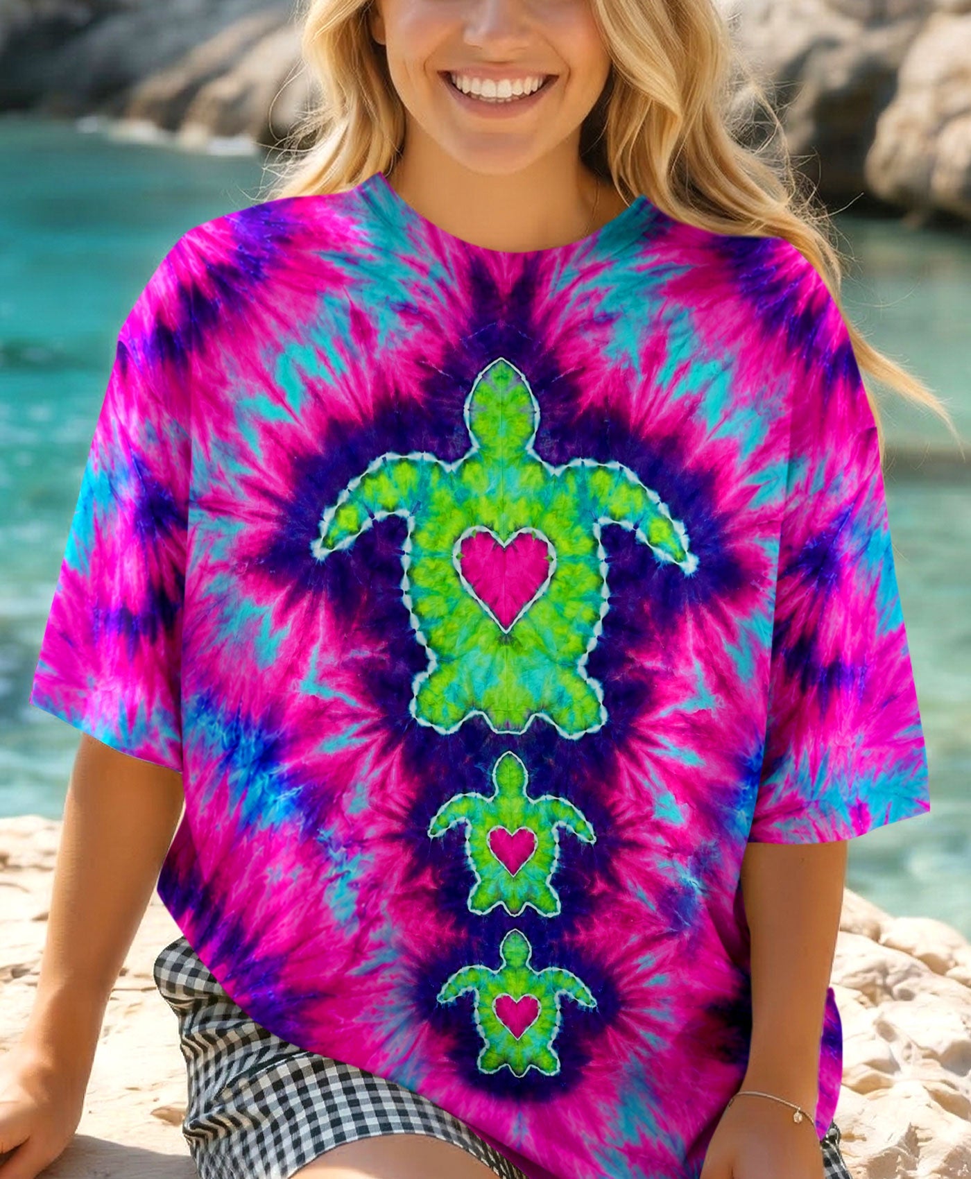 SEA TURTLES WITH RADIANT HEART SWIRL ALL OVER PRINT  - TLHN1506264