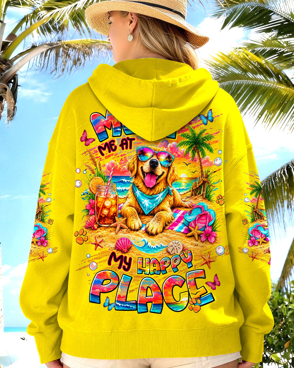 MEET ME AT MY HAPPY PLACE GOLDEN RETRIEVER DOG ALL OVER PRINT - TLNT2105261