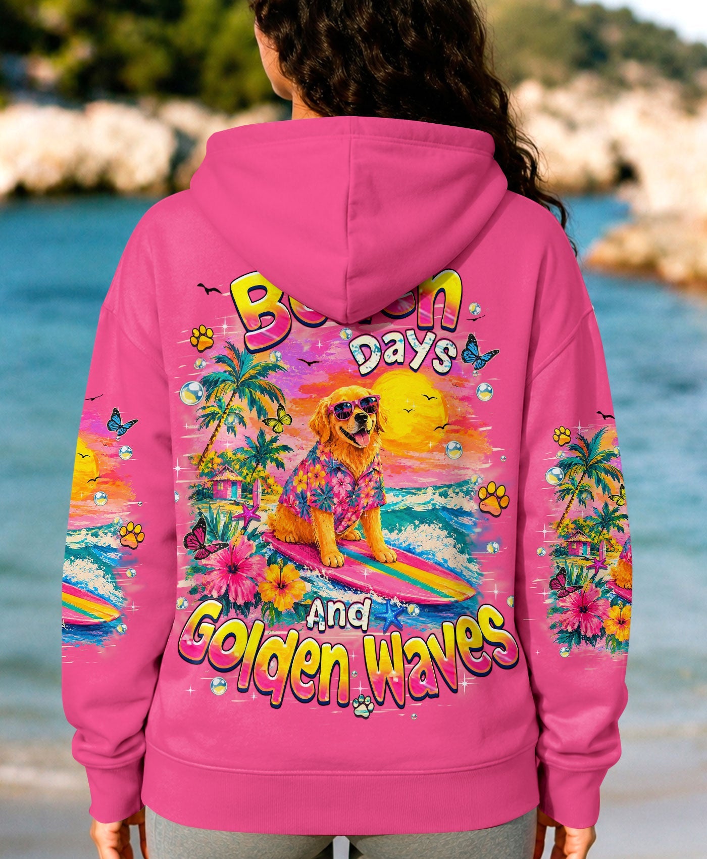 BEACH DAYS & GOLDEN WAVES GOLDEN RETRIEVER ALL OVER PRINT - TLHN2605261
