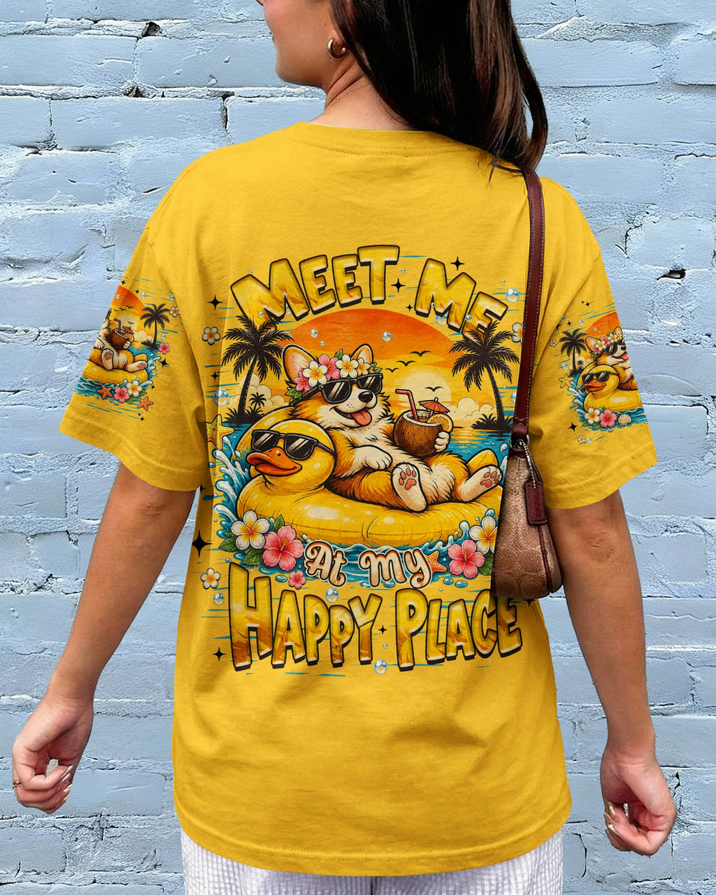 MEET ME AT MY HAPPY PLACE CORGI DOG ALL OVER PRINT   - TLHN2605263