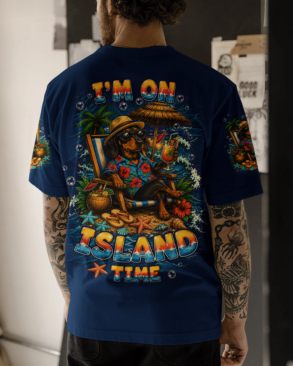 I'M ON ISLAND TIME DACHSHUND DOG ALL OVER PRINT  - TLTW0206261