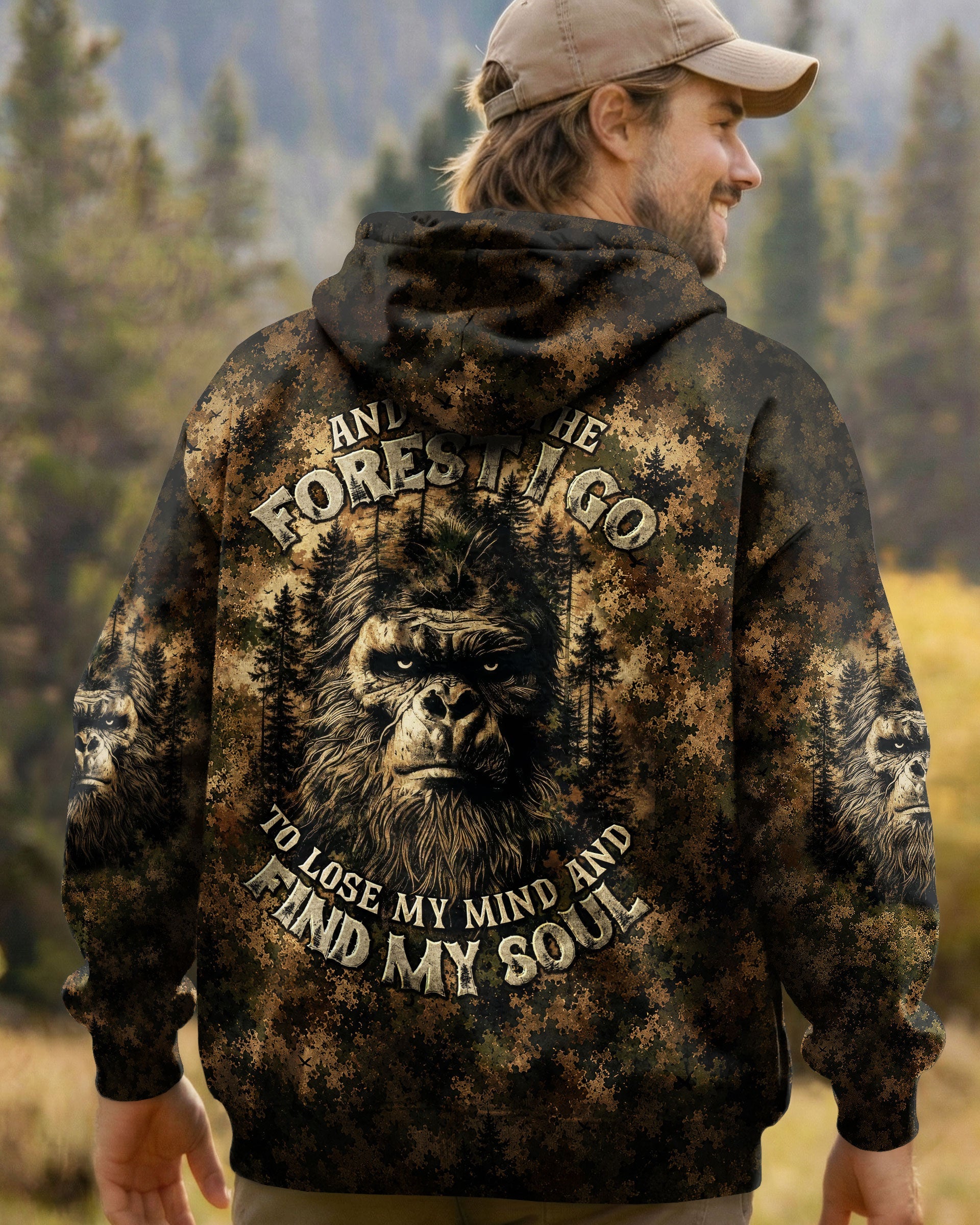 AND INTO THE FOREST I GO BIGFOOT CAMOUFLAGE ALL OVER PRINT    - TLNT2705261