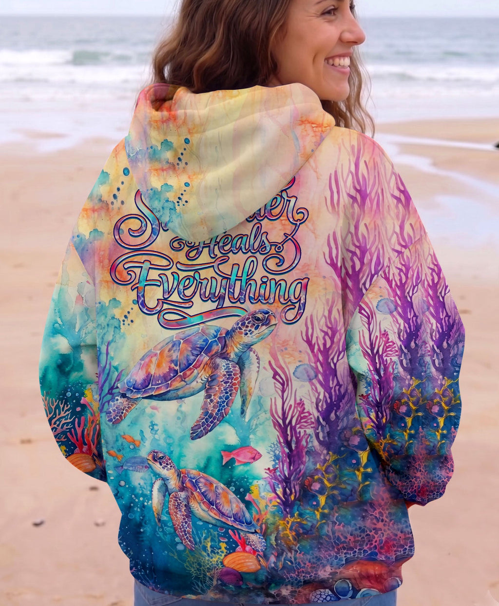 SALTWATER HEALS EVERYTHING TURTLE ALL OVER PRINT  - TLHN2104261
