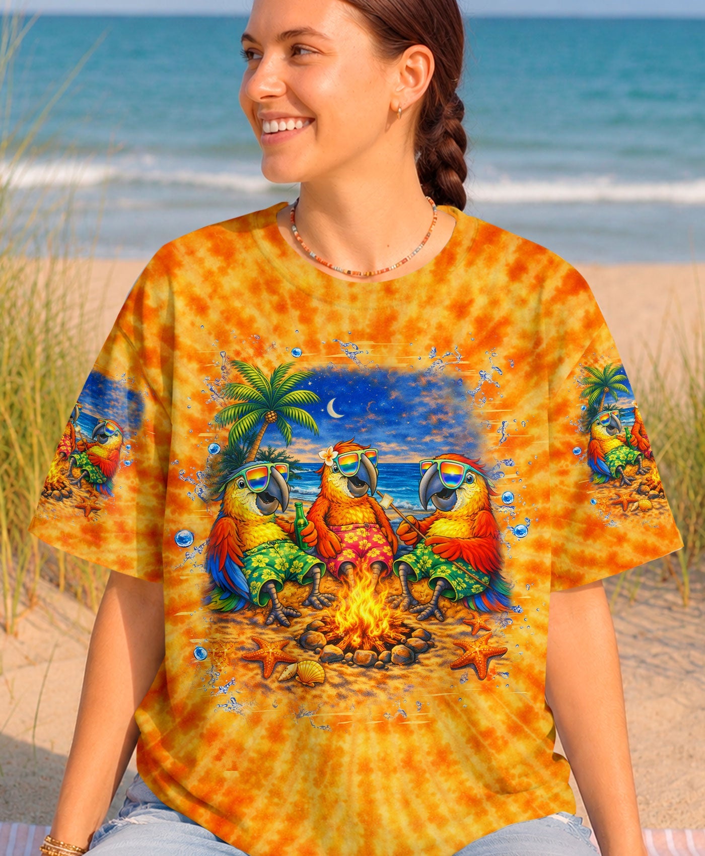 I'M ON ISLAND TIME PARROT SWIRL ALL OVER PRINT    - TLHN0705262