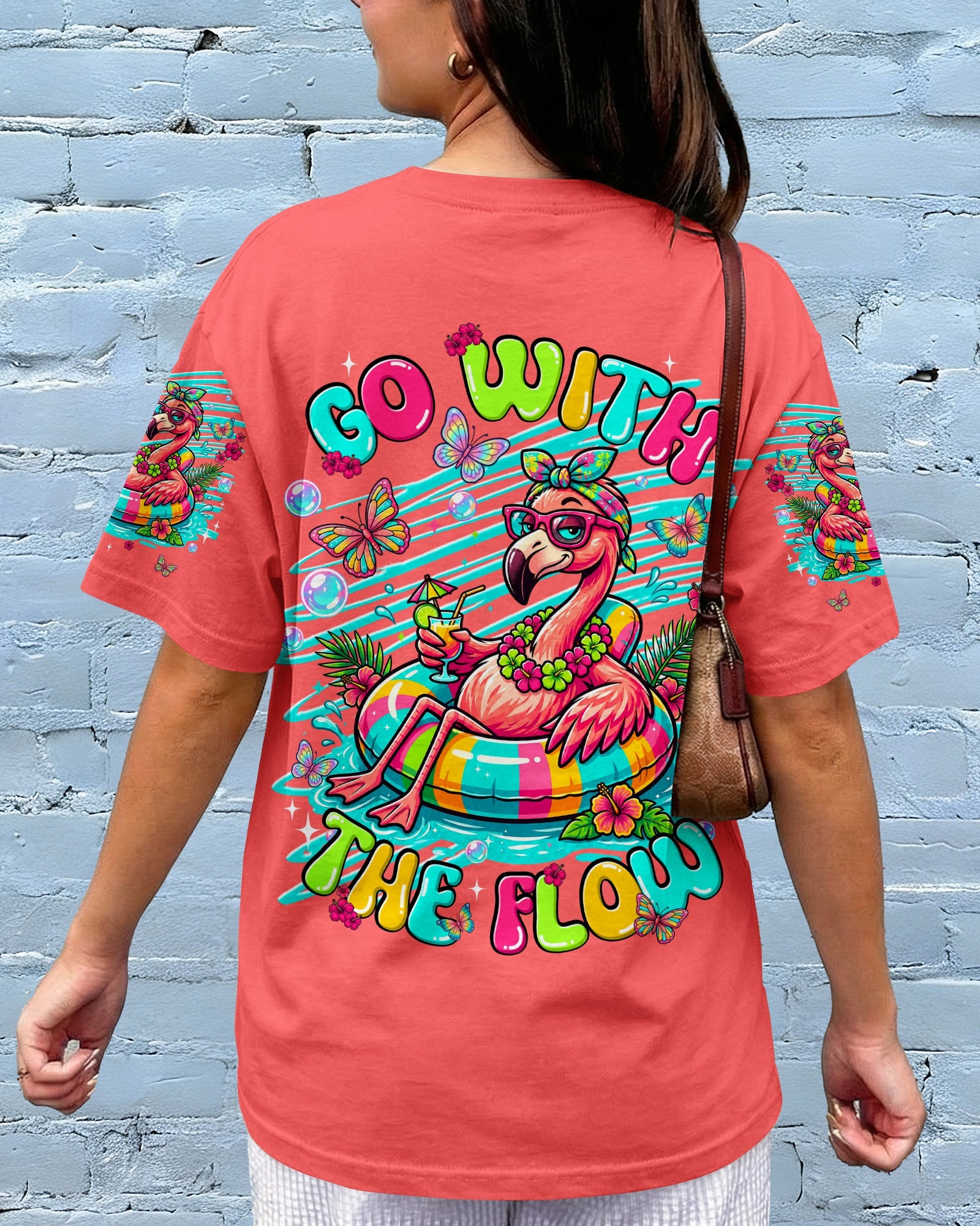 GO WITH THE FLOW FLAMINGO ALL OVER PRINT  - TLNT1806263