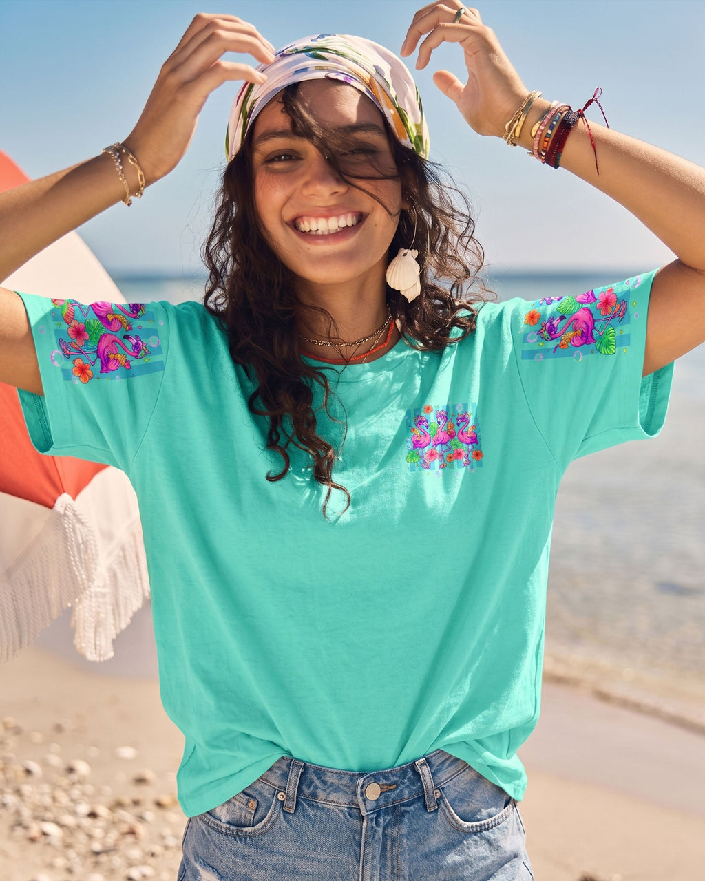 SANDY TOES SUNKISSED NOSE FLAMINGO ALL OVER PRINT  - TLTW1906261
