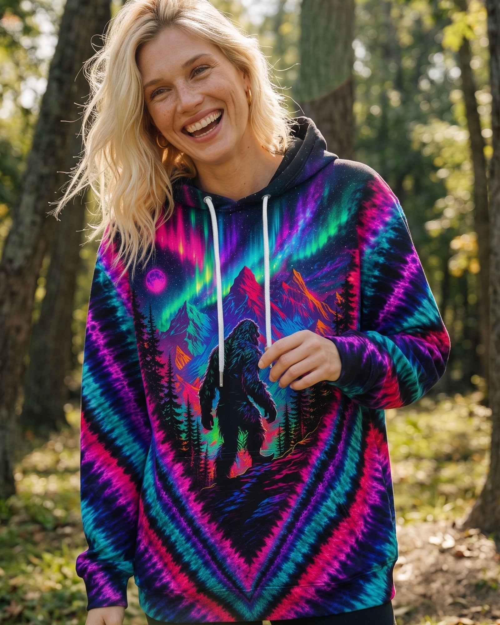 BIGFOOT IN THE FOREST AURORA V PATTERN  ALL OVER PRINT  - TLTW1307261