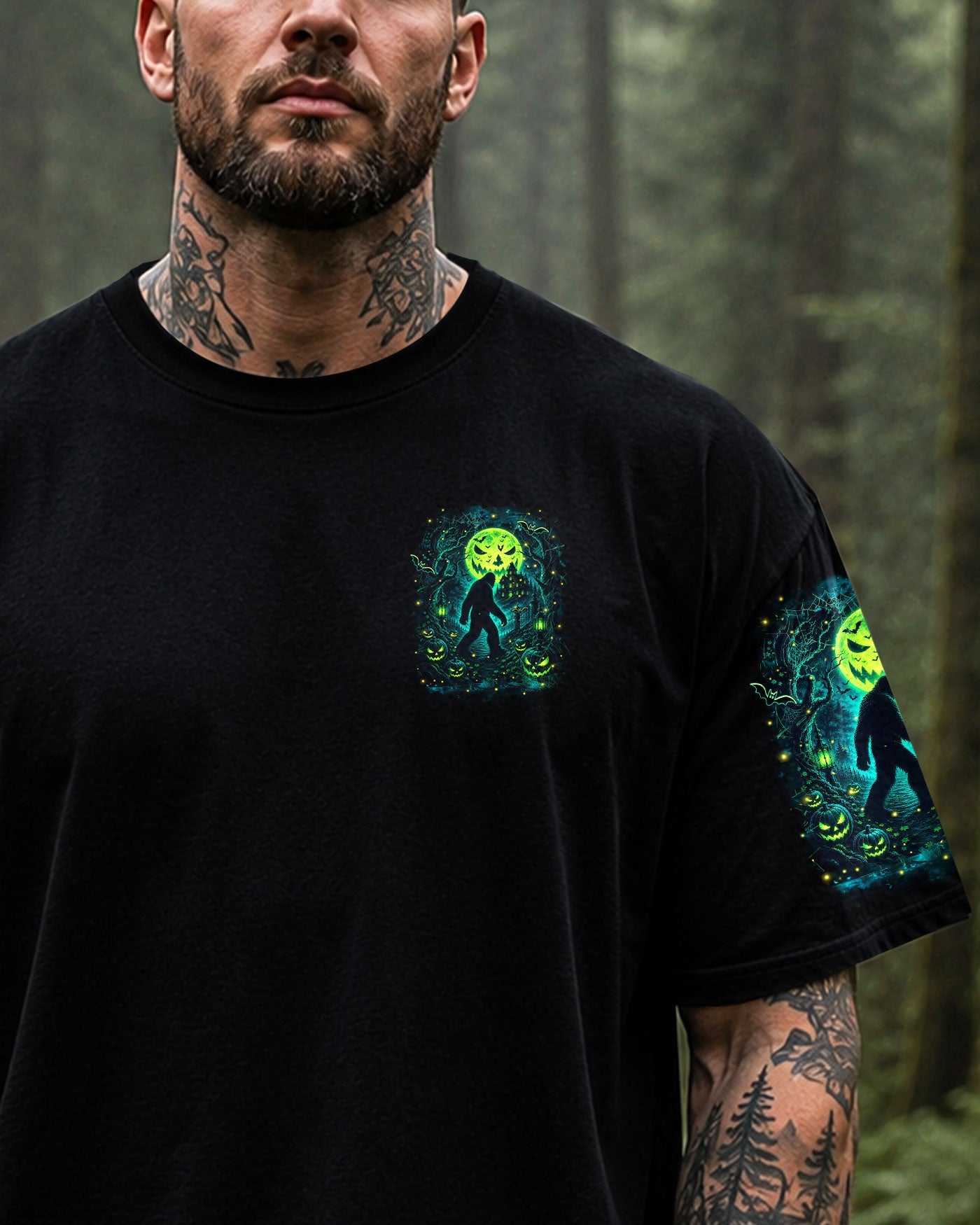 HELLO DARKNESS MY OLD FRIEND BIGFOOT HALLOWEEN ALL OVER PRINT  - TLHN2107261