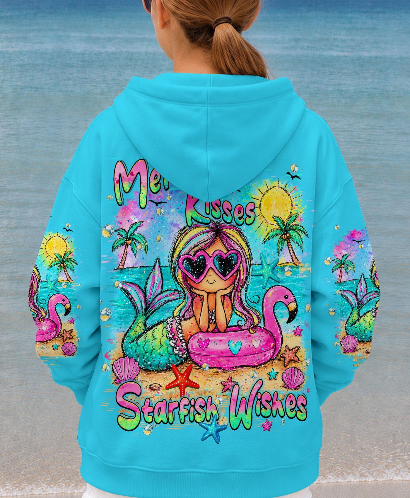 MERMAID KISSES STARFISH WISHES KIDS ALL OVER PRINT  - TLHN2505261