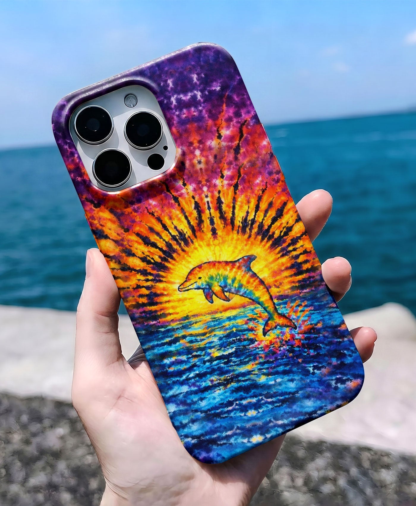 DOLPHIN SUNSET WATERCOLOR PATTERN  PHONE CASE  - TLHN2104264