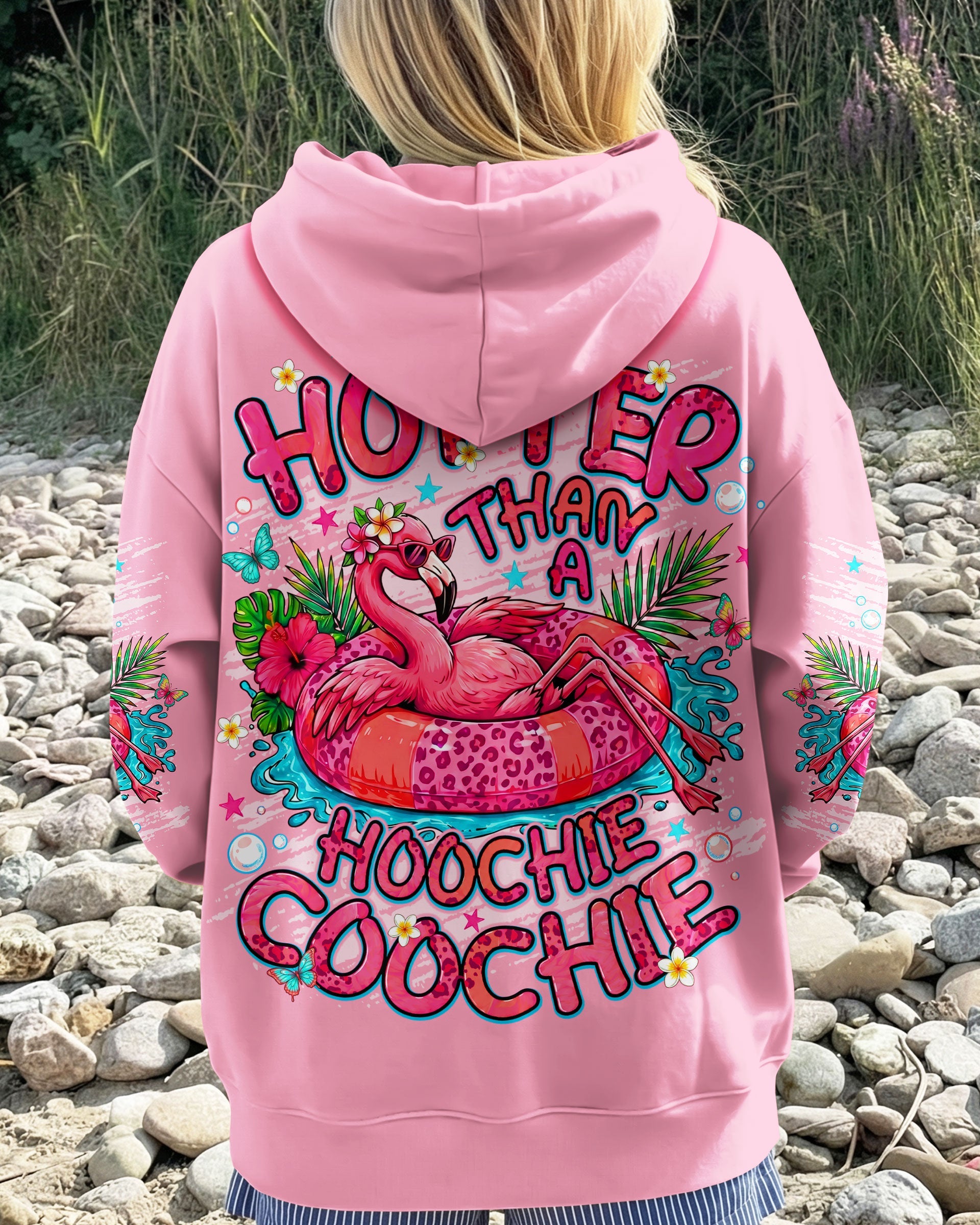 HOTTER THAN A HOOCHIE COOCHIE FLAMINGO ALL OVER PRINT  - TLNT0705264