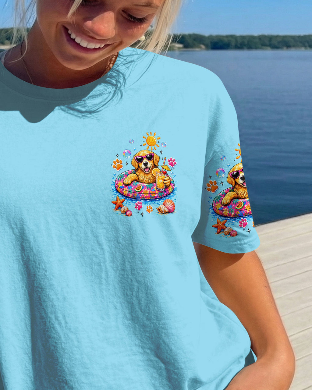 I WAS MADE FOR SUNNY DAYS GOLDEN RETRIEVER DOG ALL OVER PRINT   - TLTW0906261