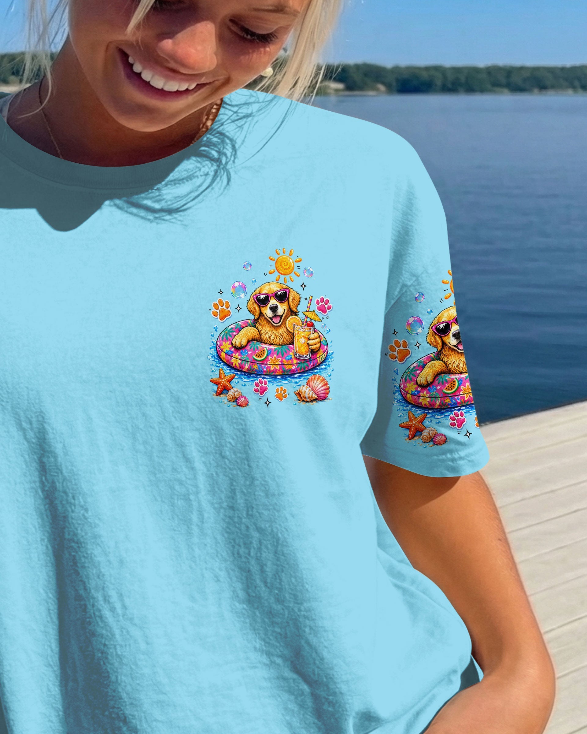 I WAS MADE FOR SUNNY DAYS GOLDEN RETRIEVER DOG ALL OVER PRINT   - TLTW0906261