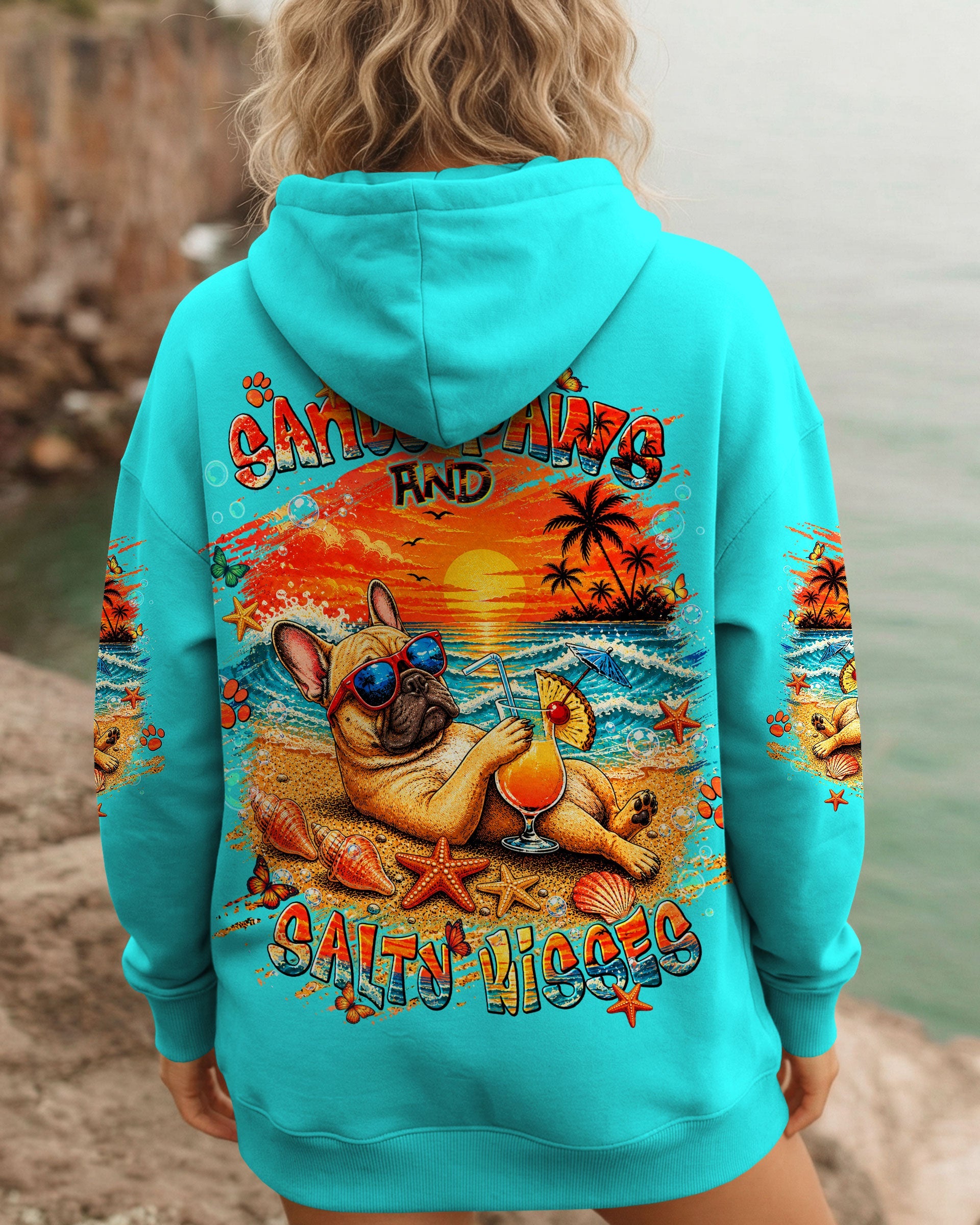 SANDY PAWS AND SALTY KISSES FRENCH BULLDOG ALL OVER PRINT - TLNT1505262