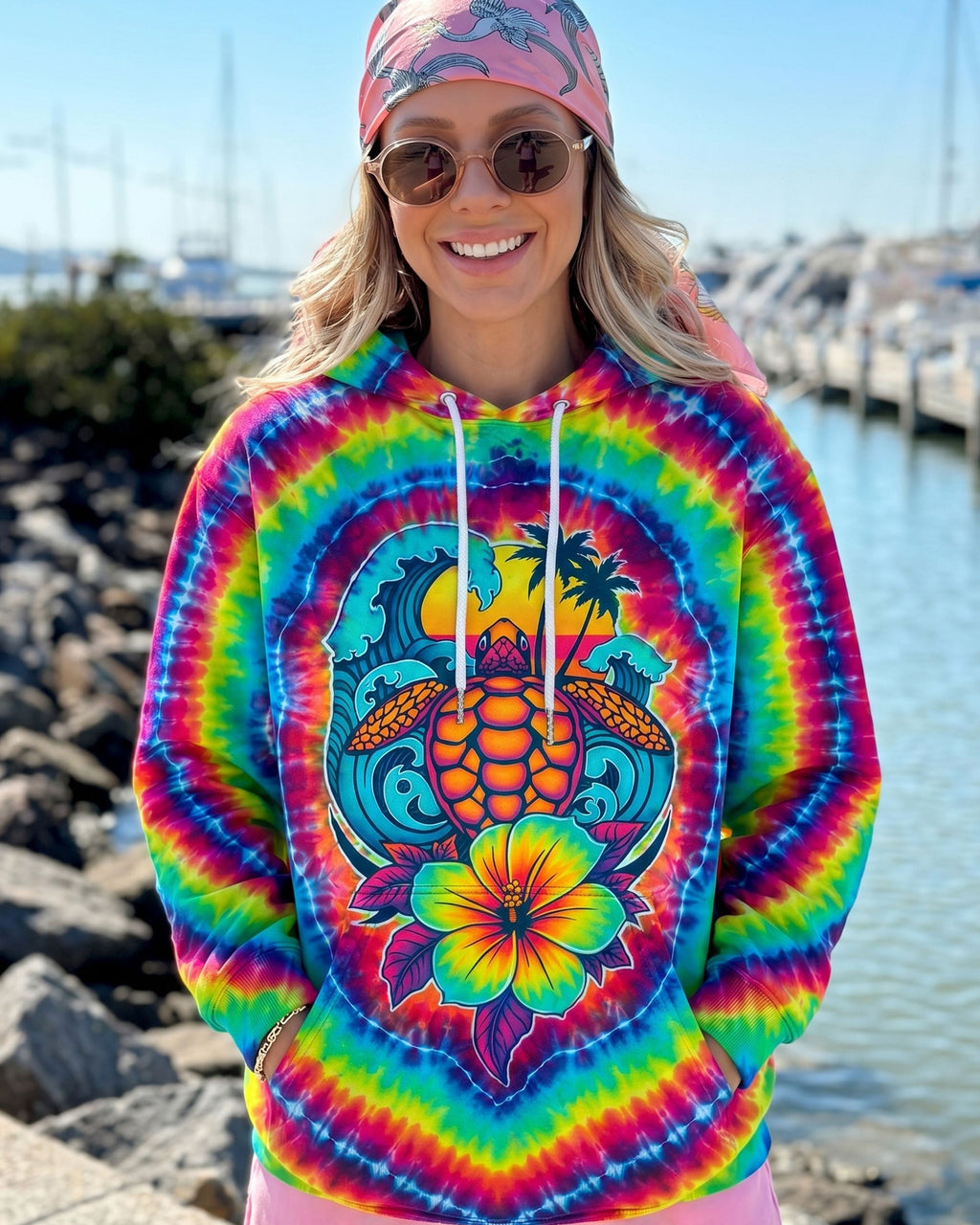 SEA TURTLE SUNSET SWIRL ALL OVER PRINT - TLTW2506261