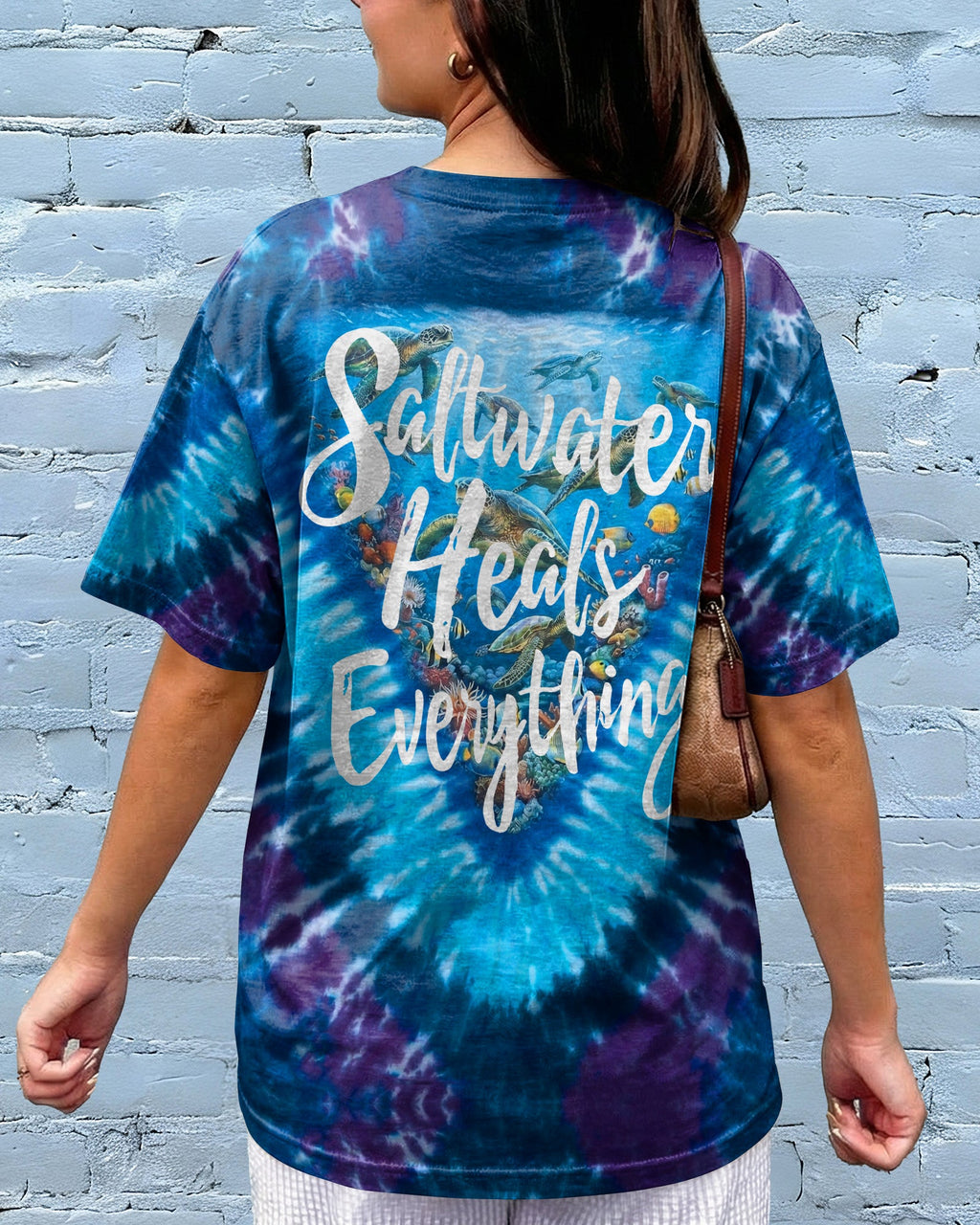 SALTWATER HEALS EVERYTHING OCEAN BLUE TURTLE BURST ALL OVER PRINT - TY0906261