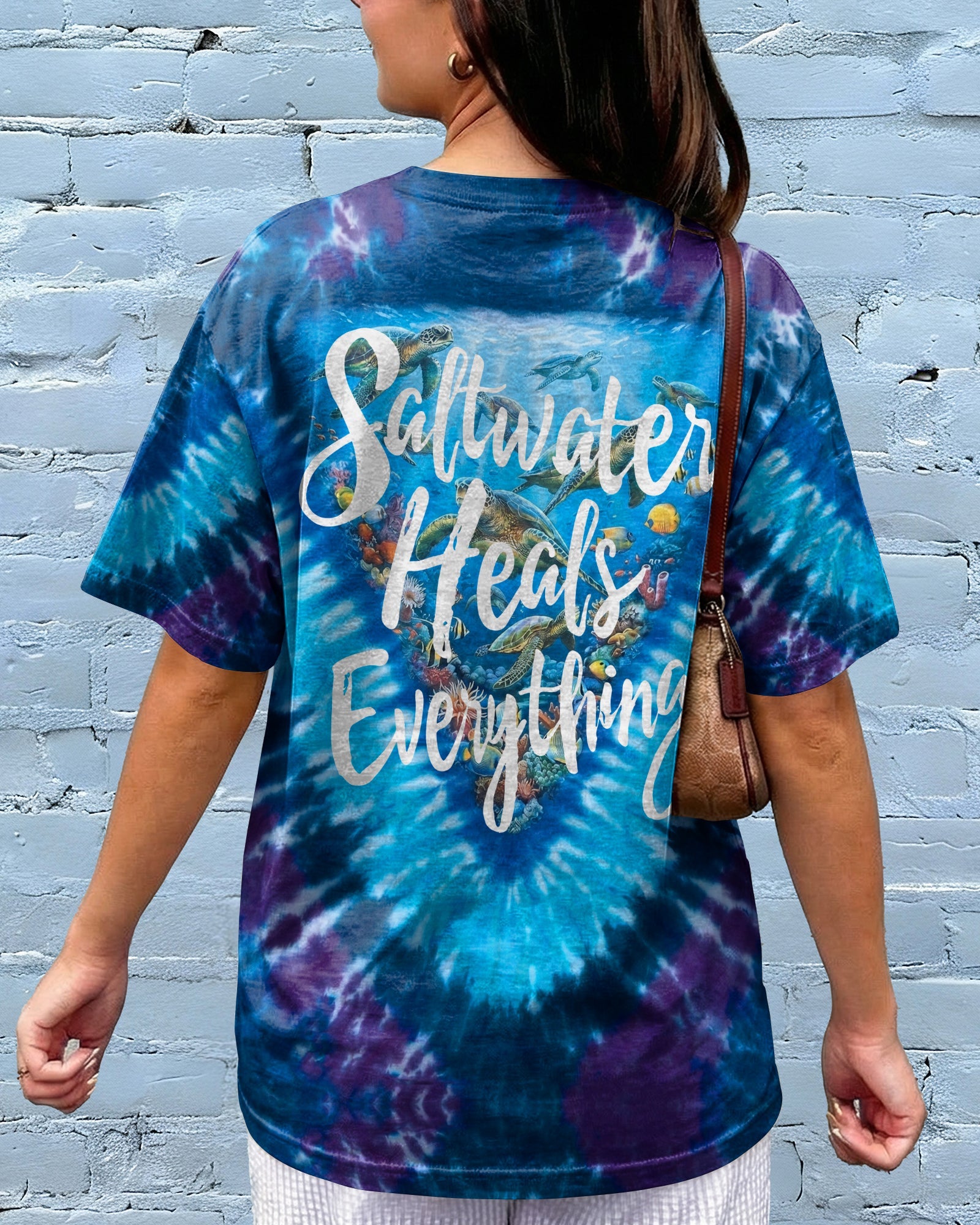 SALTWATER HEALS EVERYTHING OCEAN BLUE TURTLE BURST ALL OVER PRINT - TY0906261
