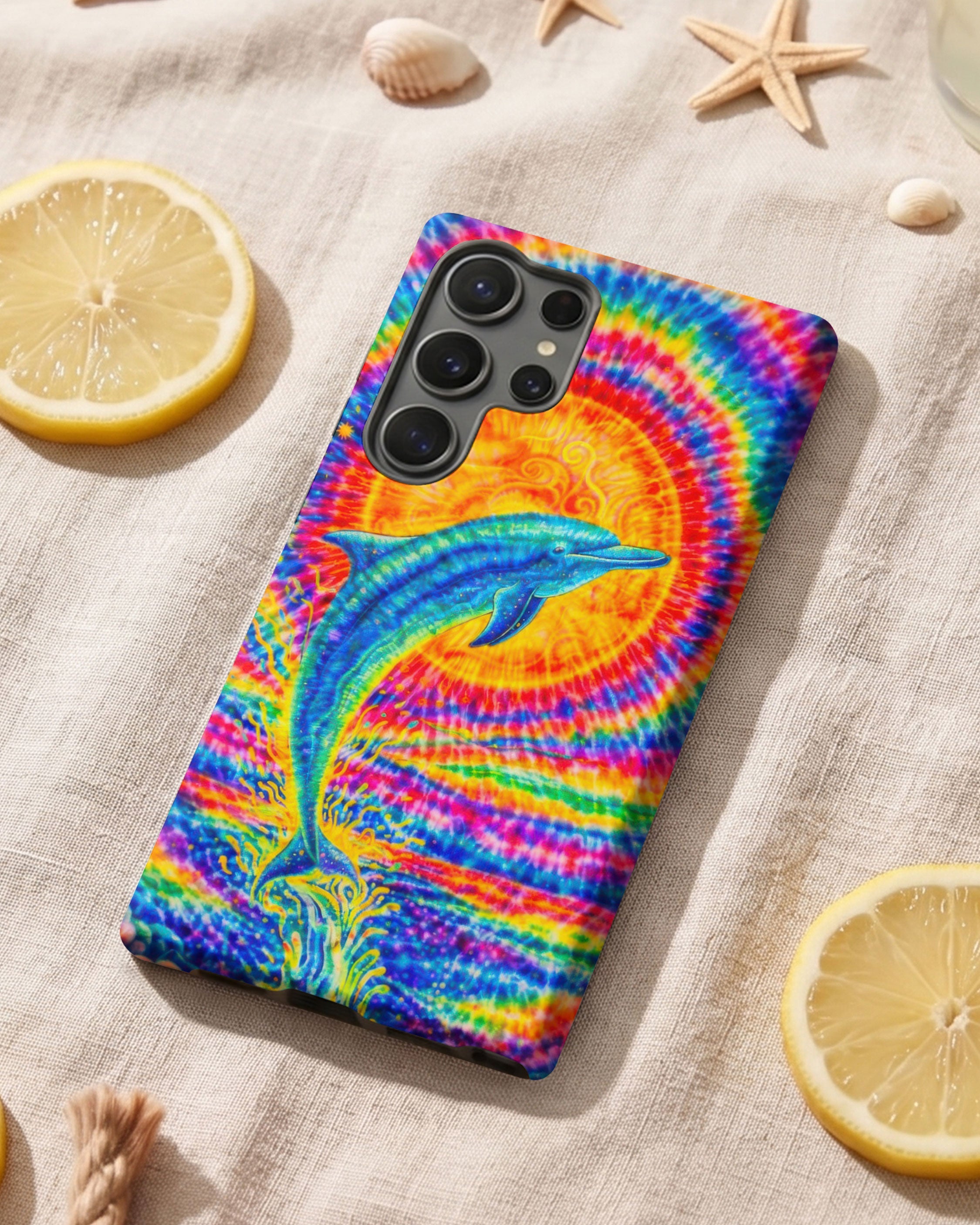 DOLPHIN SUN COLORFUL SWIRL  PHONE CASE  - TLTW2205261