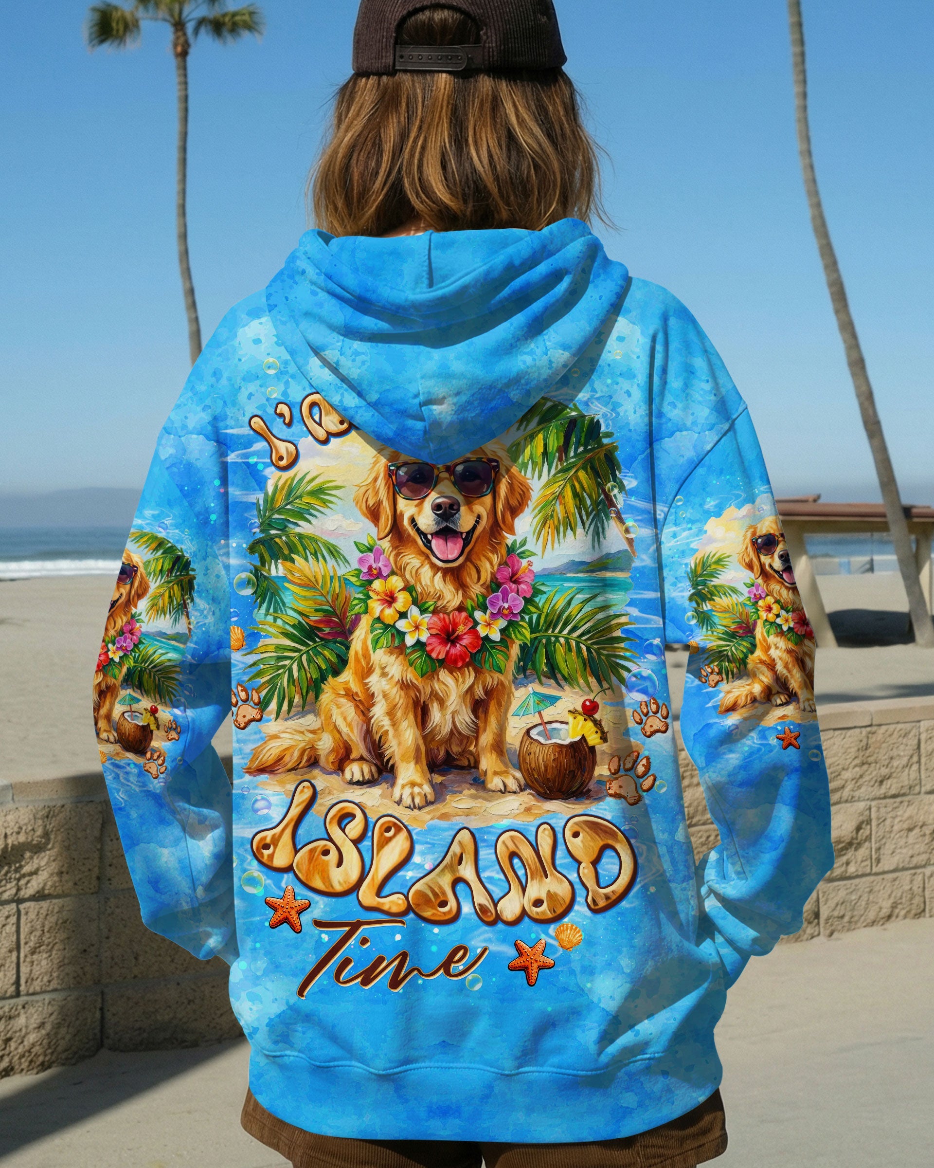 I'M ON ISLAND TIME GOLDEN RETRIEVER DOG ALL OVER PRINT  - TLTW2705261