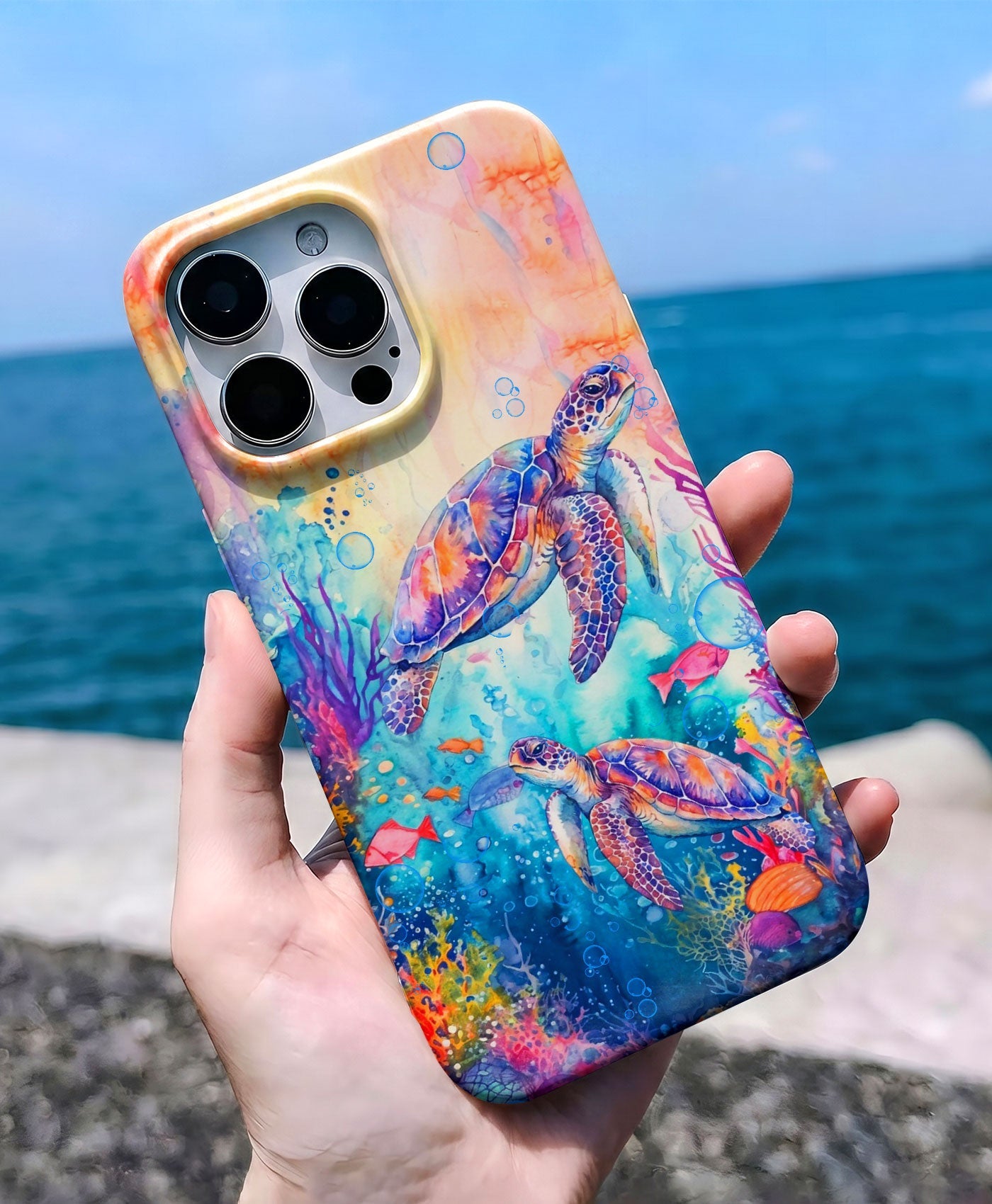 TWO SEA TURTLES UNDERSEA PHONE CASE  - TLHN1805264