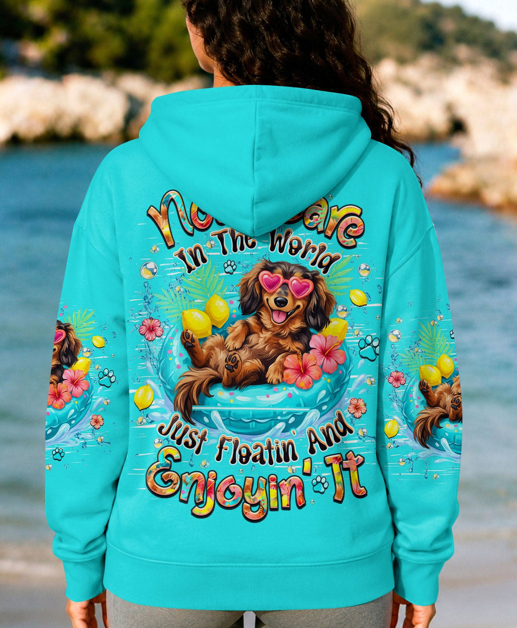 NOT A CARE IN THE WORLD DACHSHUND DOG  ALL OVER PRINT  - TLHN2105261