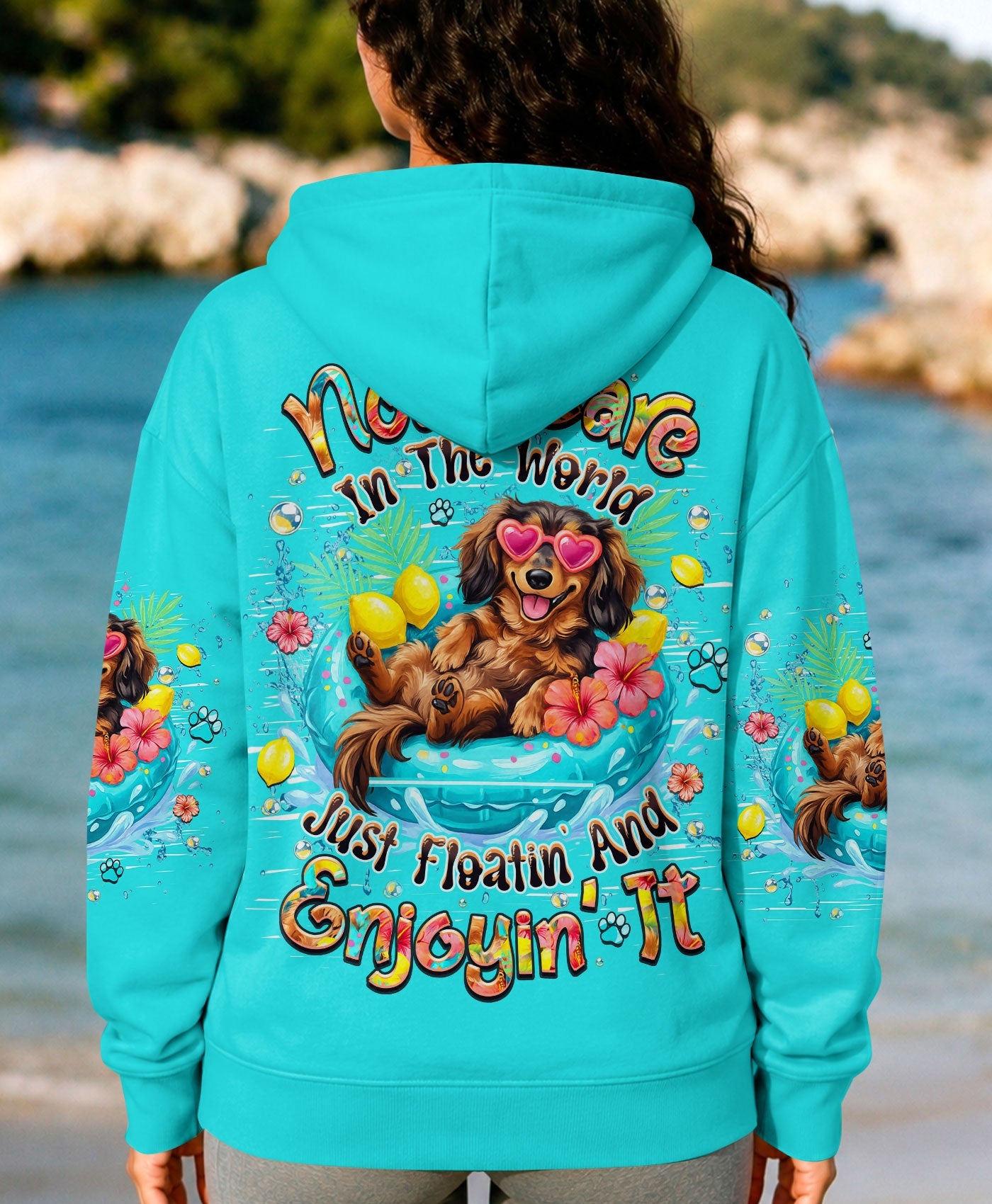 NOT A CARE IN THE WORLD DACHSHUND DOG  ALL OVER PRINT  - TLHN2105261