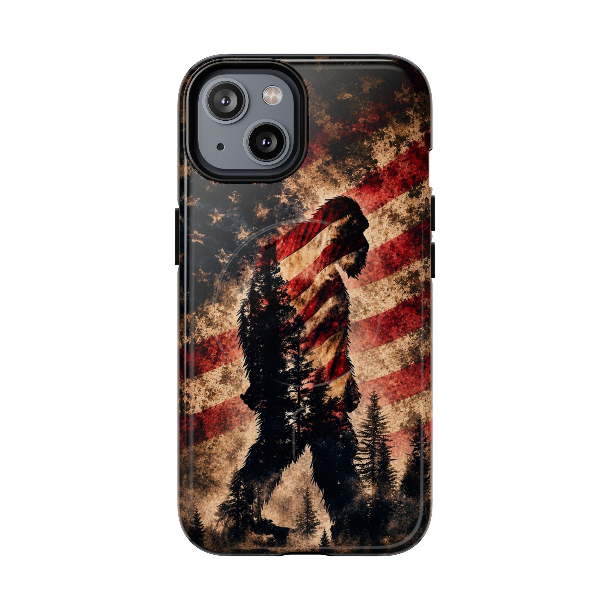 BIGFOOT IN THE FOREST STARS & STRIPES MAGNETIC PHONE CASE  - TLHN2105264
