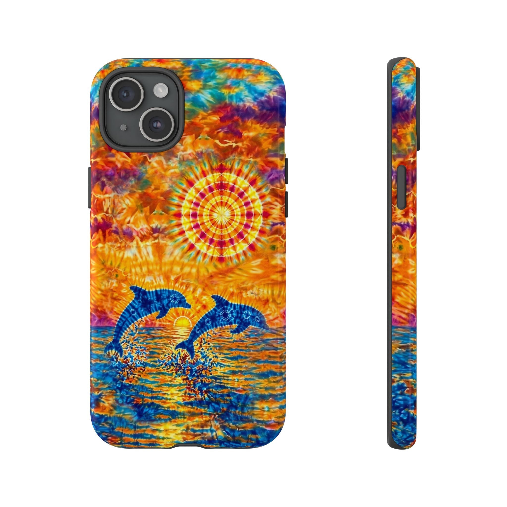 TWO DOLPHINS SUNSET WATERCOLOR PATTERN  PHONE CASE   - TLHN1205264