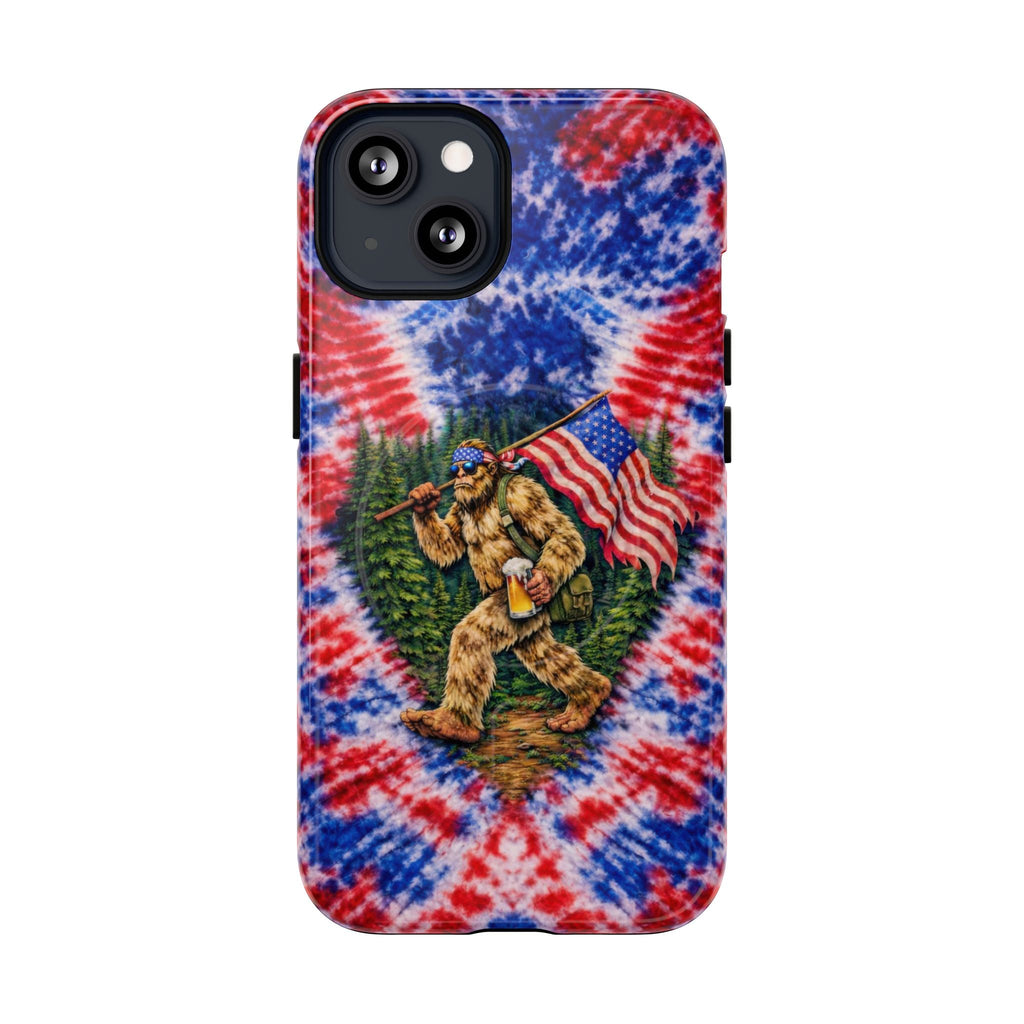 BIGFOOT WITH FLAG RED WHITE & BLUE SWIRL MAGNETIC PHONE CASE  - TLTW2605263