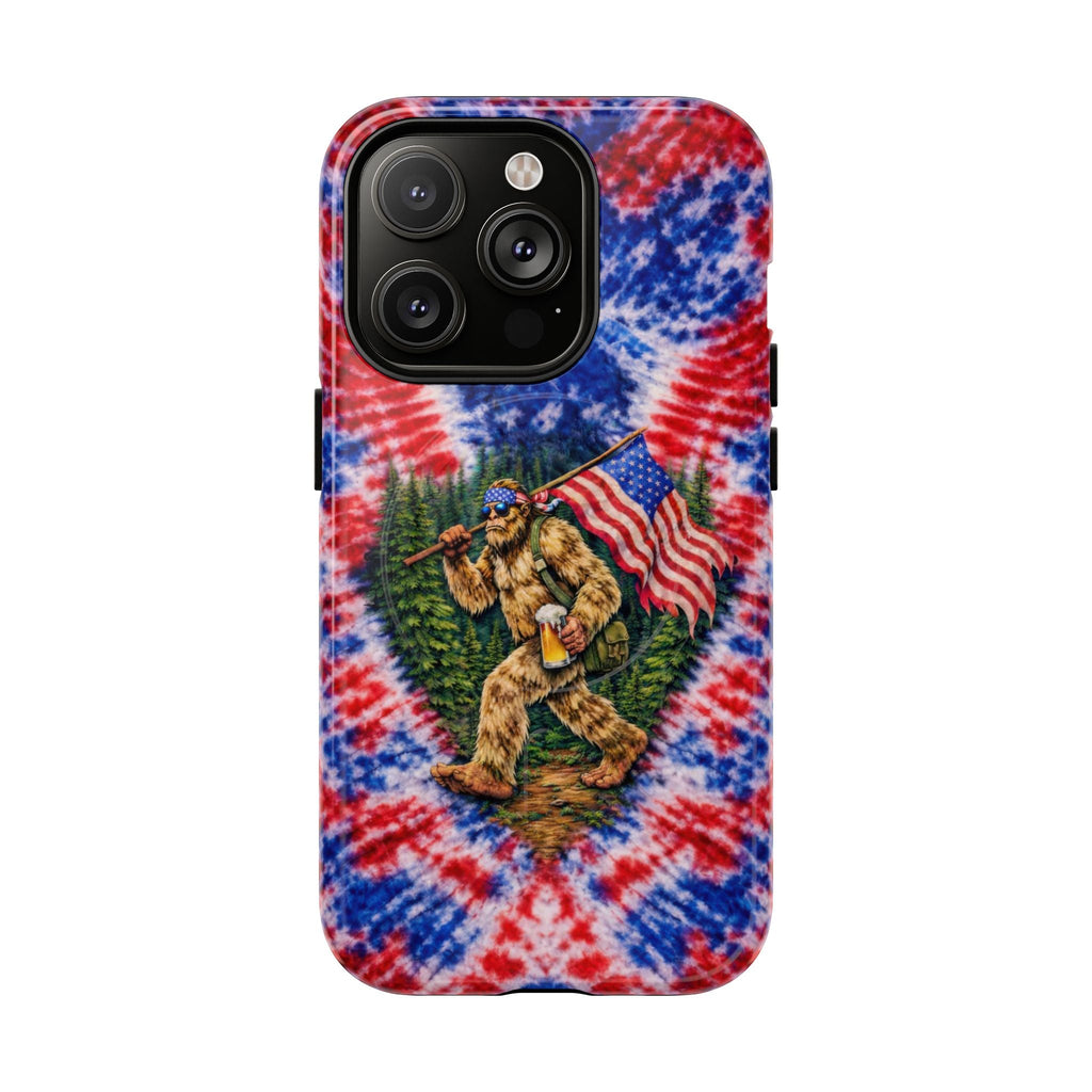 BIGFOOT WITH FLAG RED WHITE & BLUE SWIRL MAGNETIC PHONE CASE  - TLTW2605263