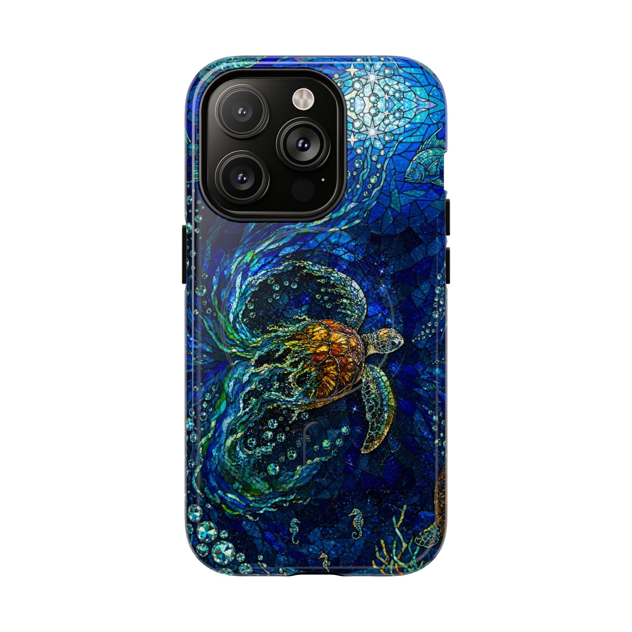 SEA TURTLE OCEAN STAINED GLASS PATTERN MAGNETIC  PHONE CASE  - TLTW2804263
