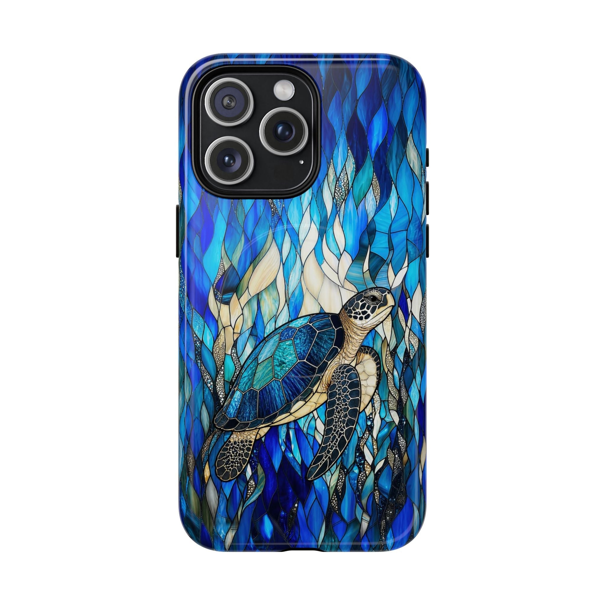 SEA TURTLE SWIMMING STAINED GLASS MAGNETIC PHONE CASE  - TLNT0505261