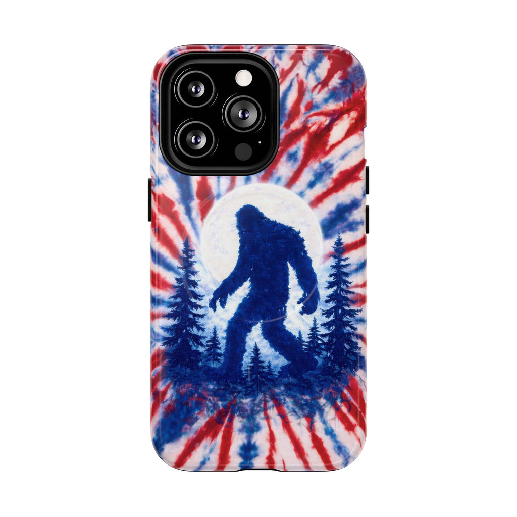 BIGFOOT IN THE FOREST RED WHITE & BLUE SWIRL MAGNETIC PHONE CASE  - TLTW2505263