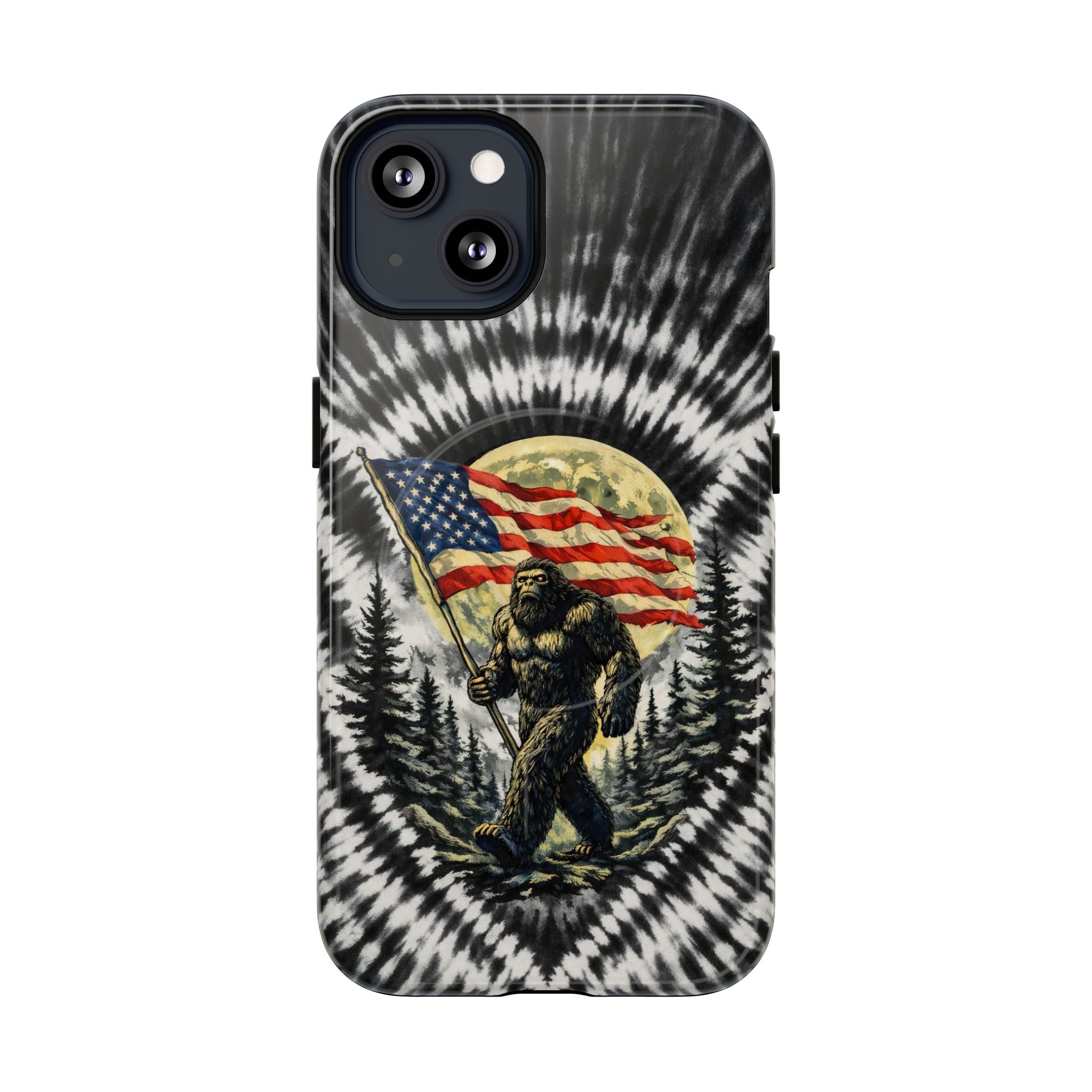 BIGFOOT WITH FLAG MOON SWIRL MAGNETIC PHONE CASE  - TLNT0805261