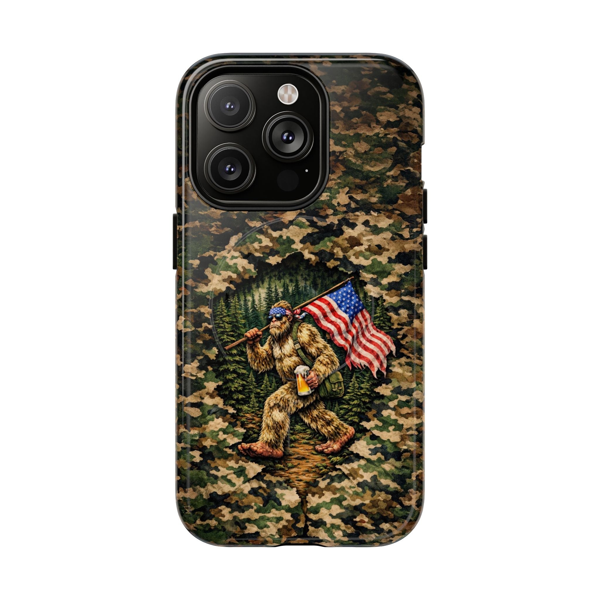 BIGFOOT WITH FLAG CAMOUFLAGE MAGNETIC PHONE CASE - TLNT2004261