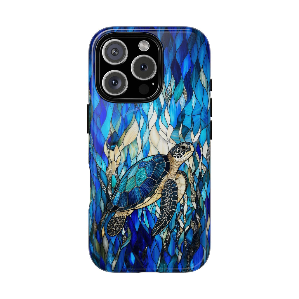SEA TURTLE SWIMMING STAINED GLASS MAGNETIC PHONE CASE  - TLNT0505261