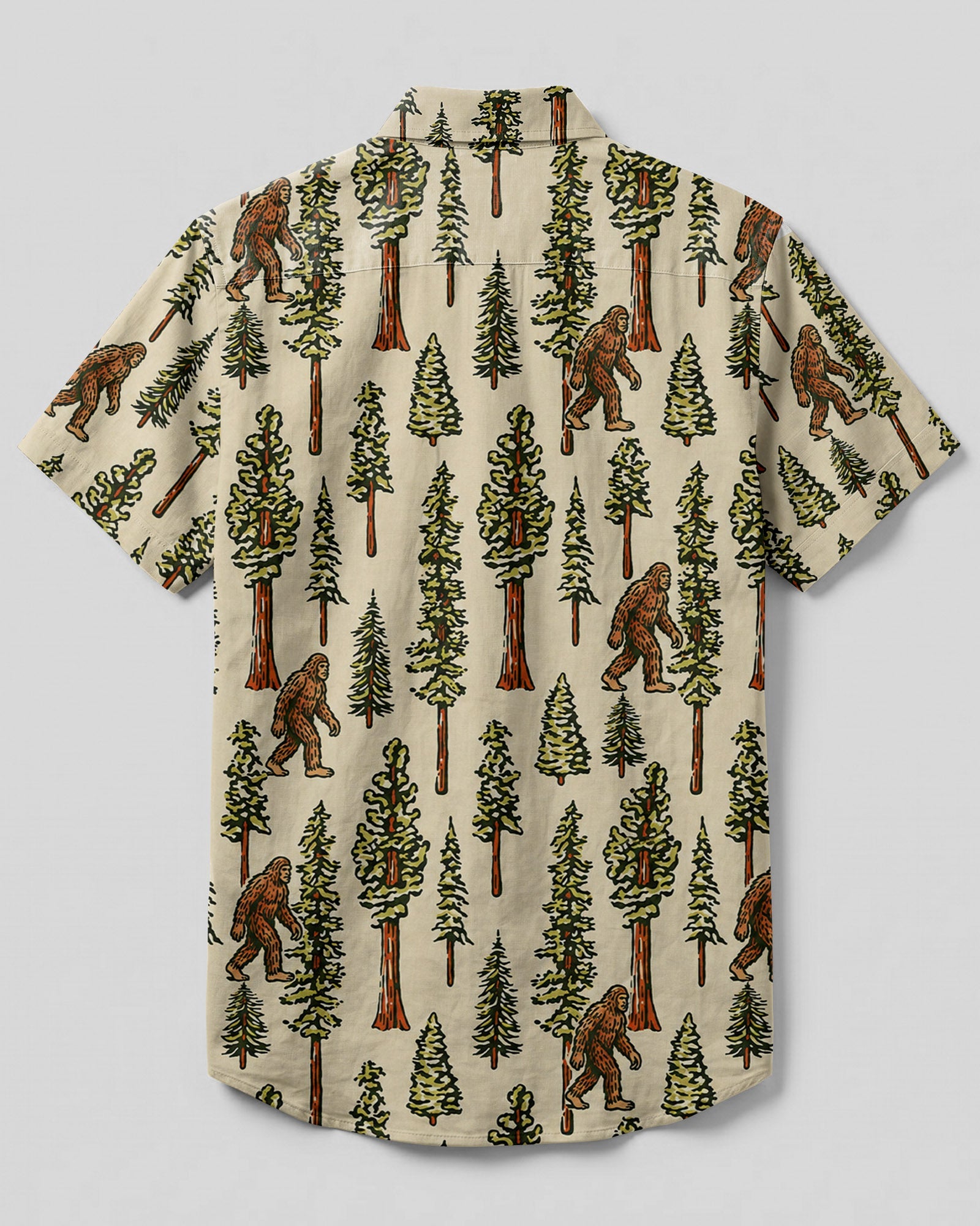 BIGFOOT TREE PATTERN BUTTON-DOWN COLLAR SHIRT  - TLHN0106261