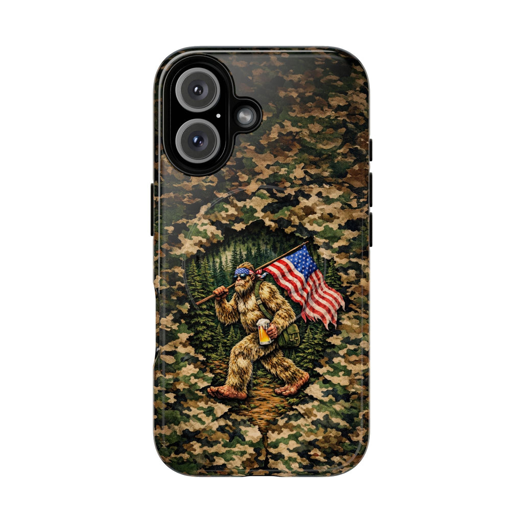 BIGFOOT WITH FLAG CAMOUFLAGE MAGNETIC PHONE CASE - TLNT2004261