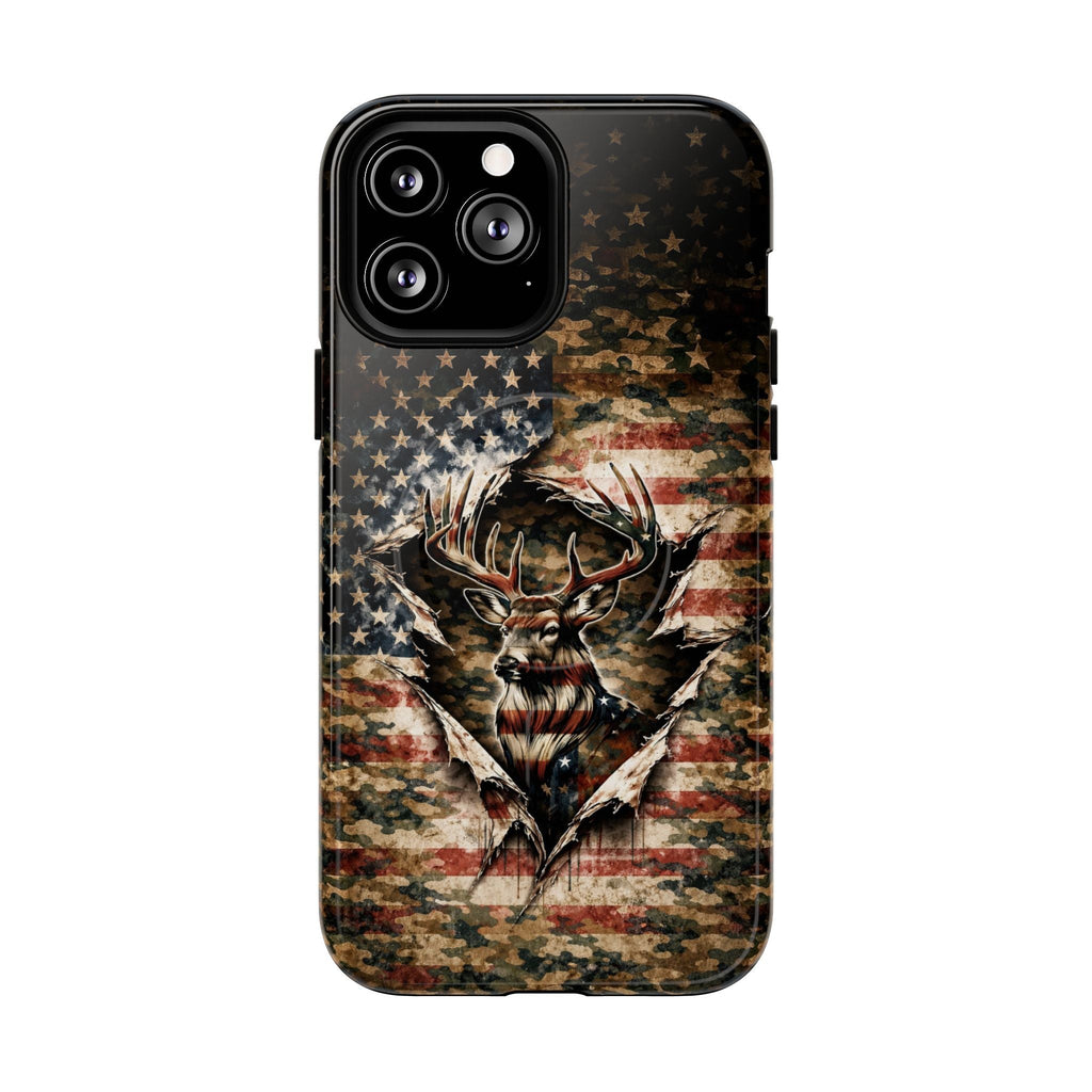 GRUNGE STARS AND STRIPES DEER HUNTING MAGNETIC  PHONE CASE  - TLNT0605262