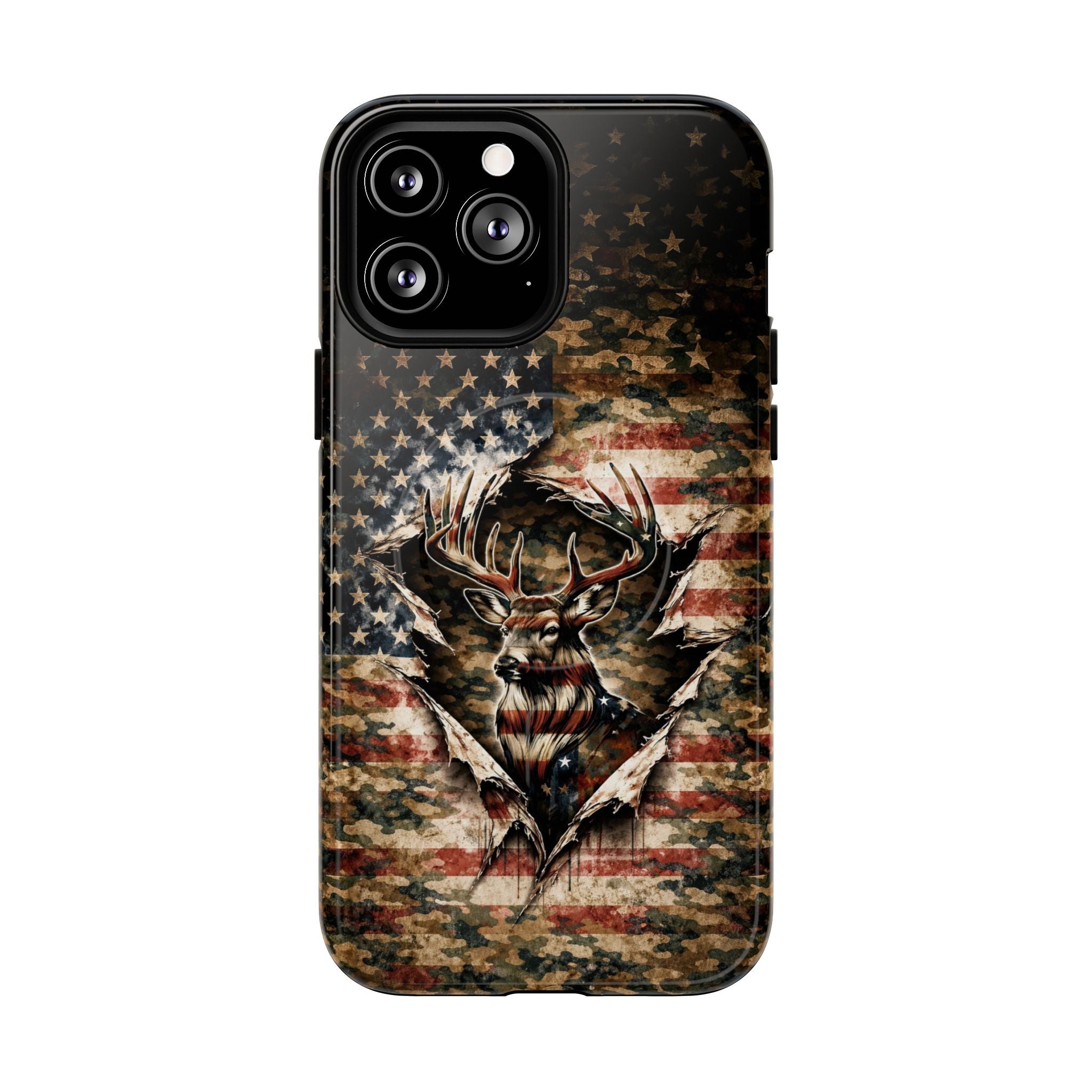 GRUNGE STARS AND STRIPES DEER HUNTING MAGNETIC  PHONE CASE  - TLNT0605262