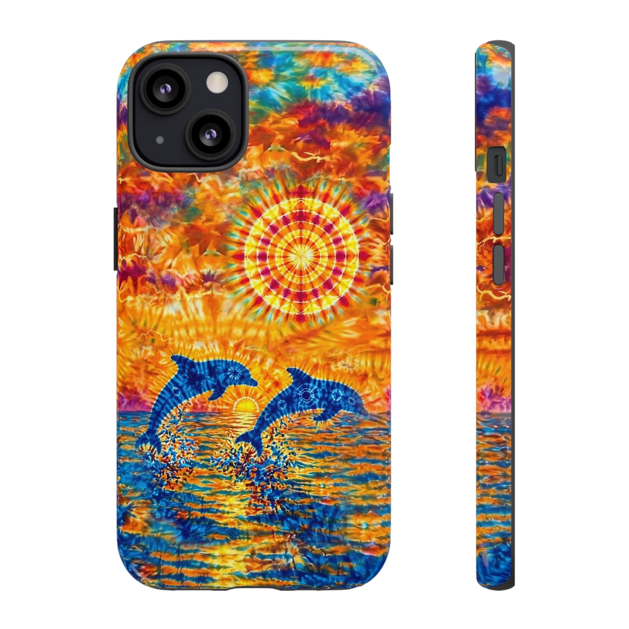 TWO DOLPHINS SUNSET WATERCOLOR PATTERN  PHONE CASE   - TLHN1205264