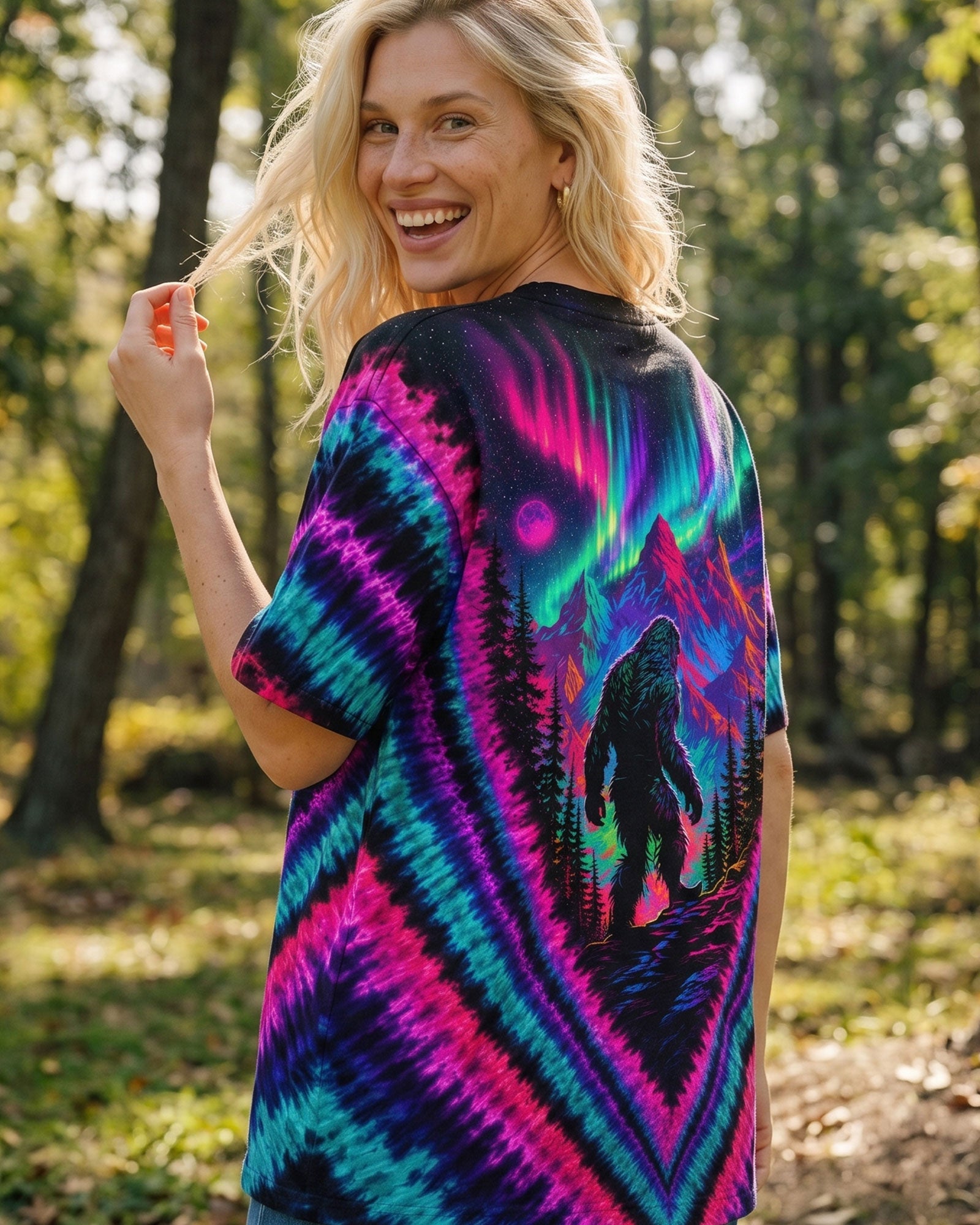 BIGFOOT IN THE FOREST AURORA V PATTERN  ALL OVER PRINT  - TLTW1307261
