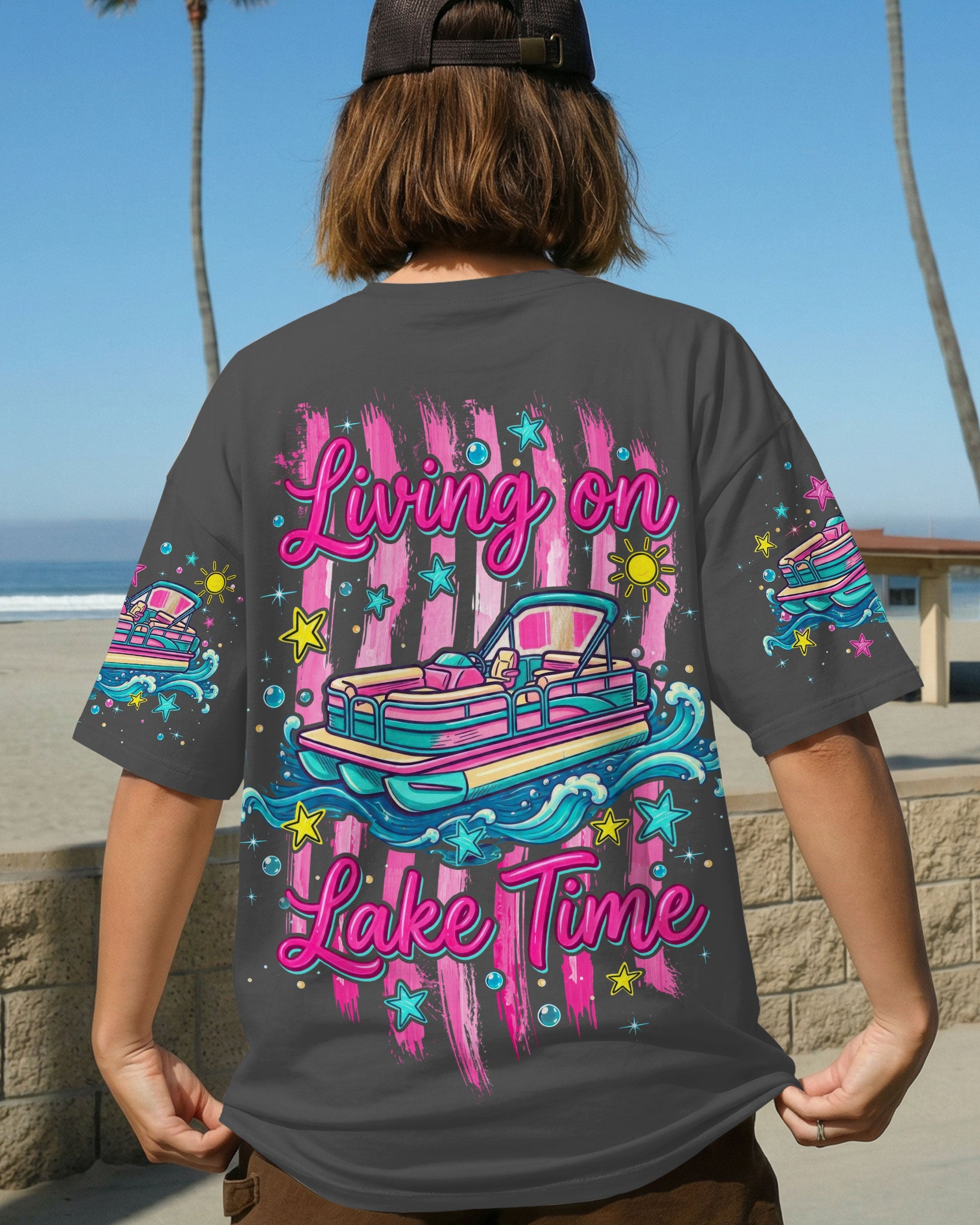 LIVING ON LAKE TIME PONTOON BOAT ALL OVER PRINT - TLTW1105261