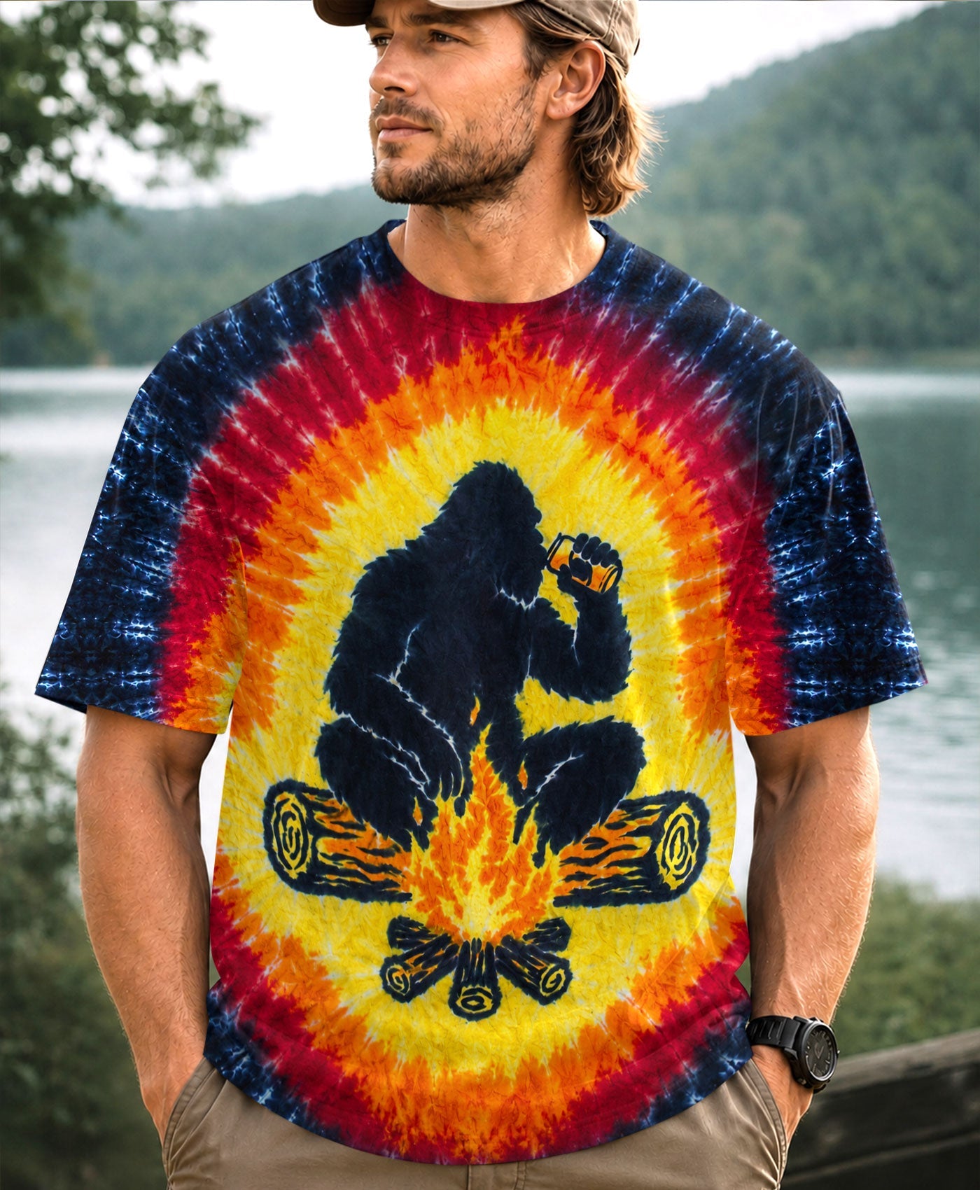 BIGFOOT CAMPFIRE BURST PATTERN ALL OVER PRINT  - TLHN1706263