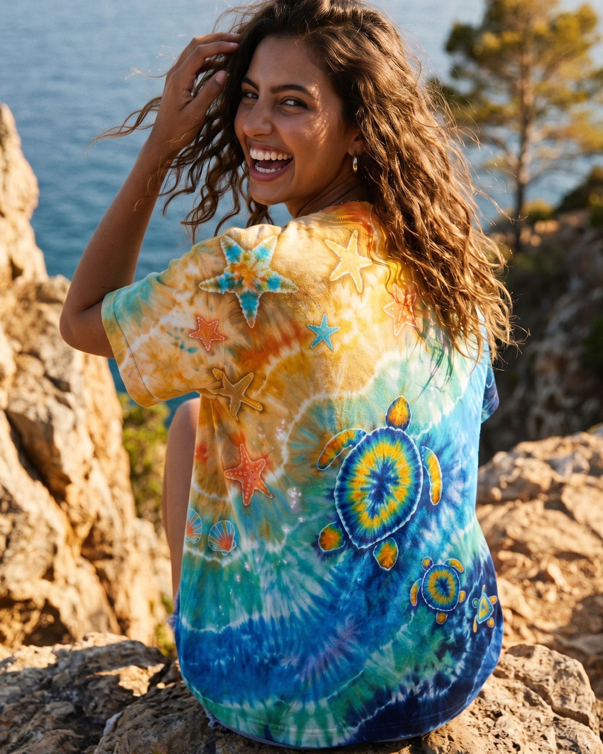THREE TURTLES BEACH SAND BURST ALL OVER PRINT  - TLTW2206261