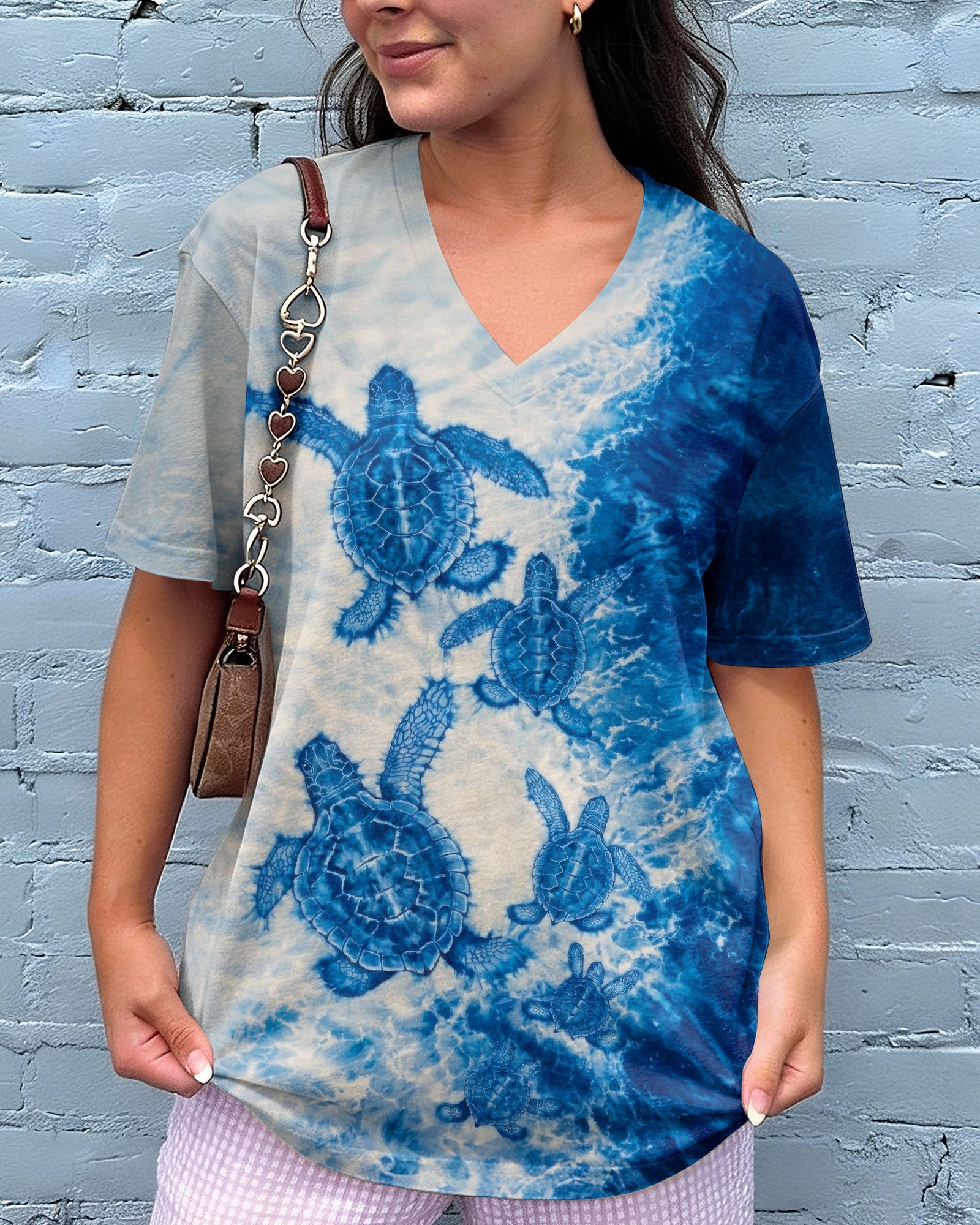 SEA TURTLE FAMILY WAVES  ALL OVER PRINT - TLTW1504263