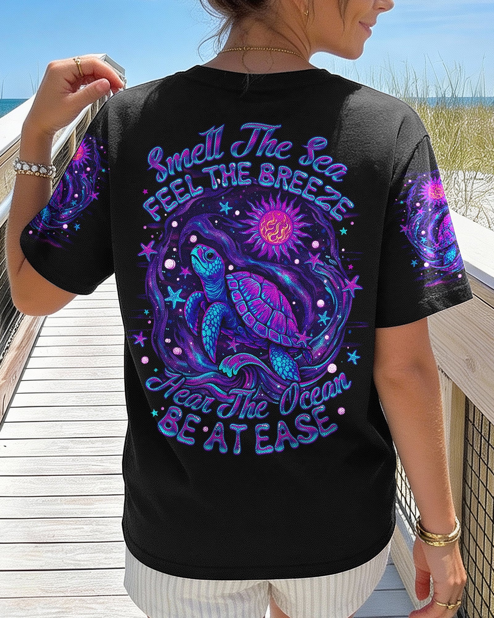 SMELL THE SEA FEEL THE BREEZE TURTLE ALL OVER PRINT - TLNO2304263