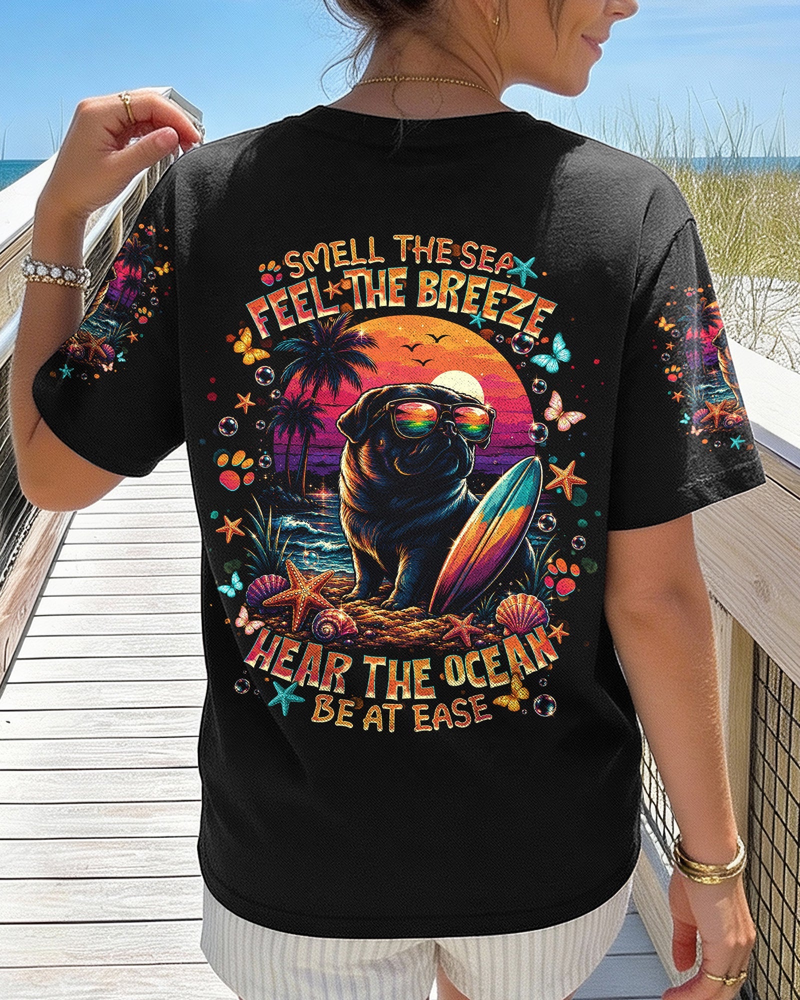 SMELL THE SEA FEEL THE BREEZE PUG DOG ALL OVER PRINT - TLNT1706263