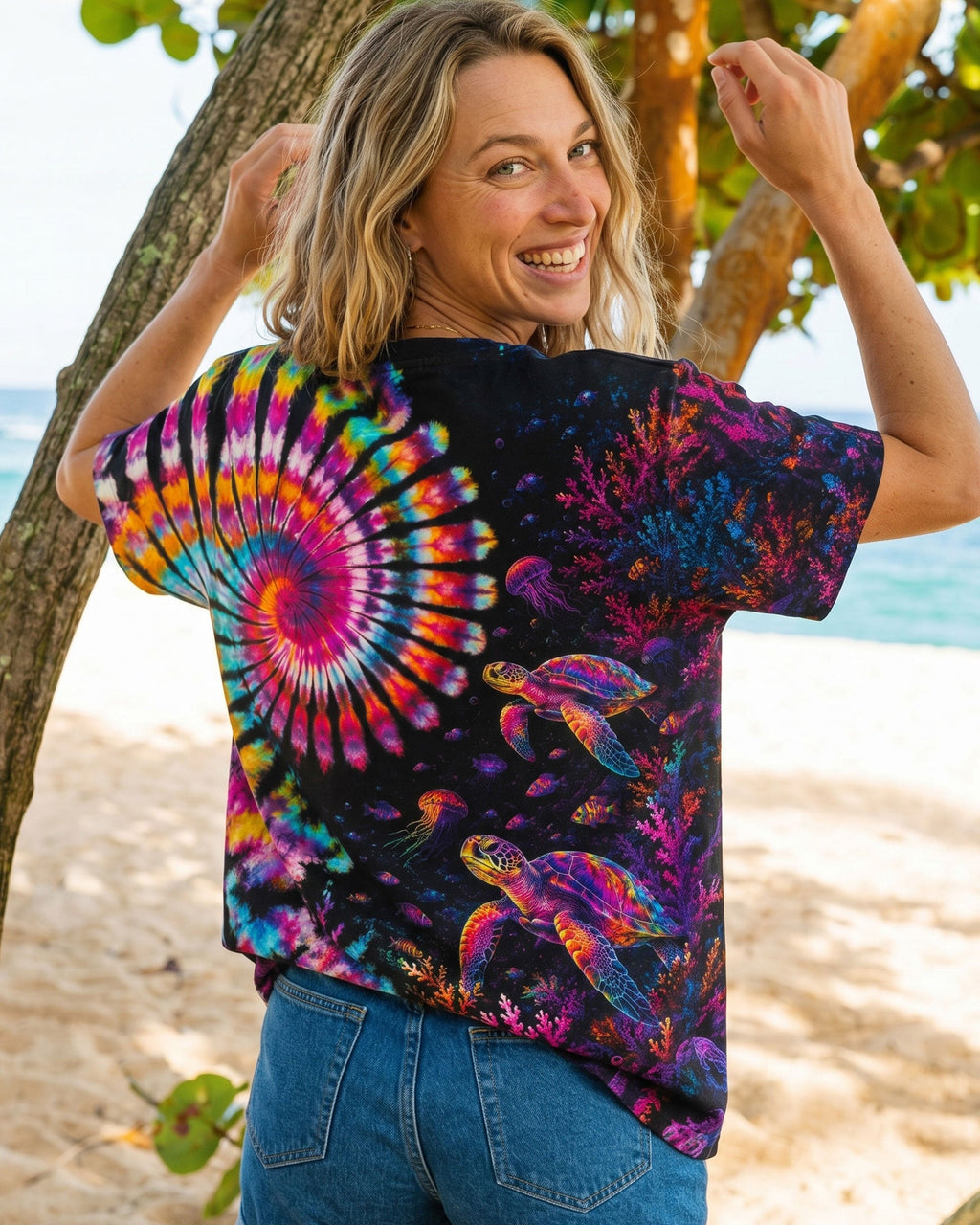 NEON OCEAN WONDERLAND TURTLE ALL OVER PRINT - TLTW0406263