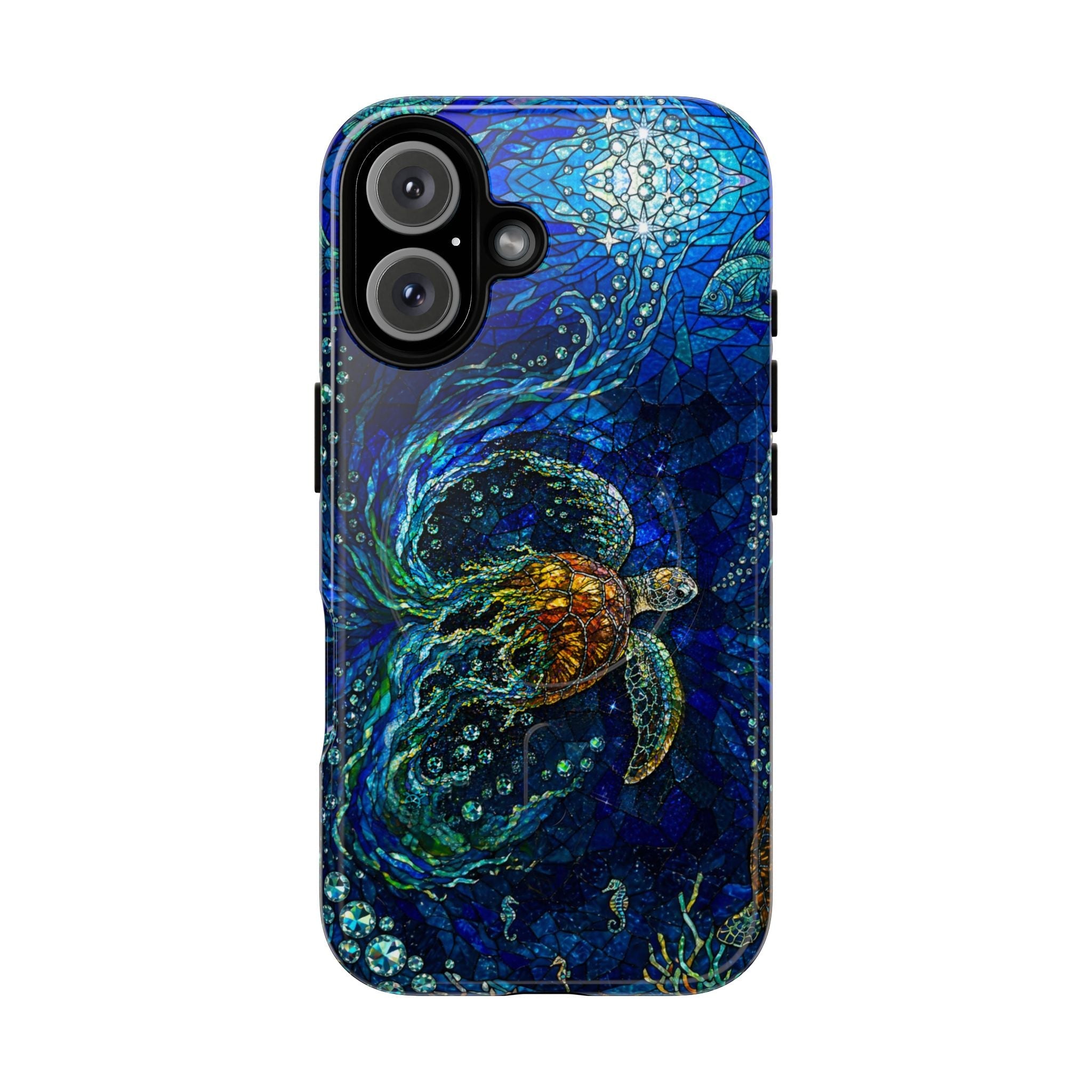 SEA TURTLE OCEAN STAINED GLASS PATTERN MAGNETIC  PHONE CASE  - TLTW2804263